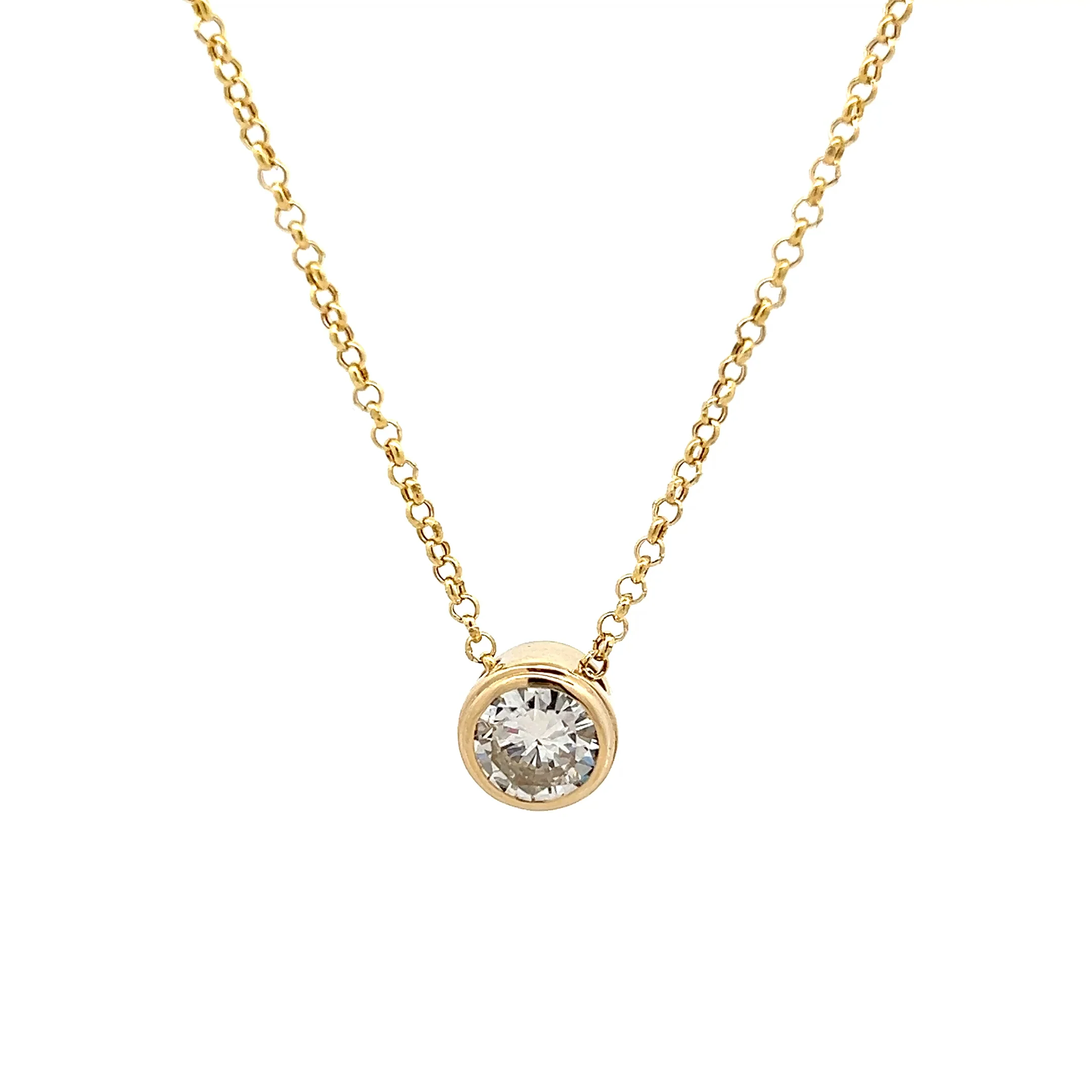 1.45 GIA Diamond Pendant Necklace 14k Yellow Gold