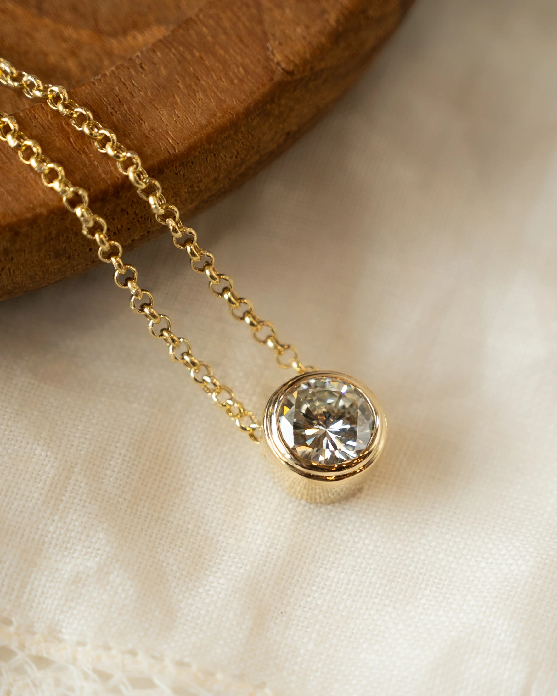 1.45 GIA Diamond Pendant Necklace 14k Yellow Gold - Image 6