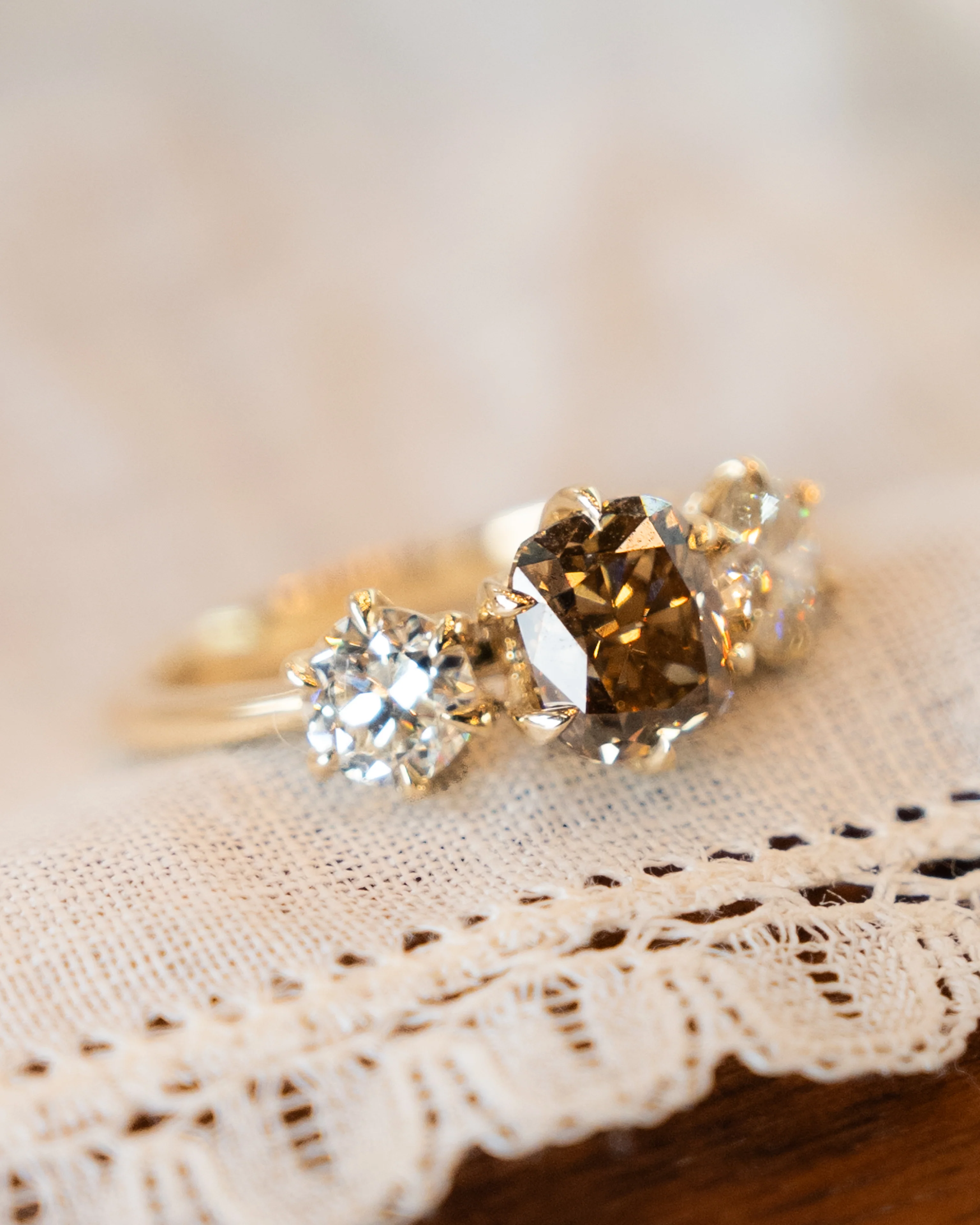 1.45 Three Stone Diamond Engagement Ring in 14k - Image 6