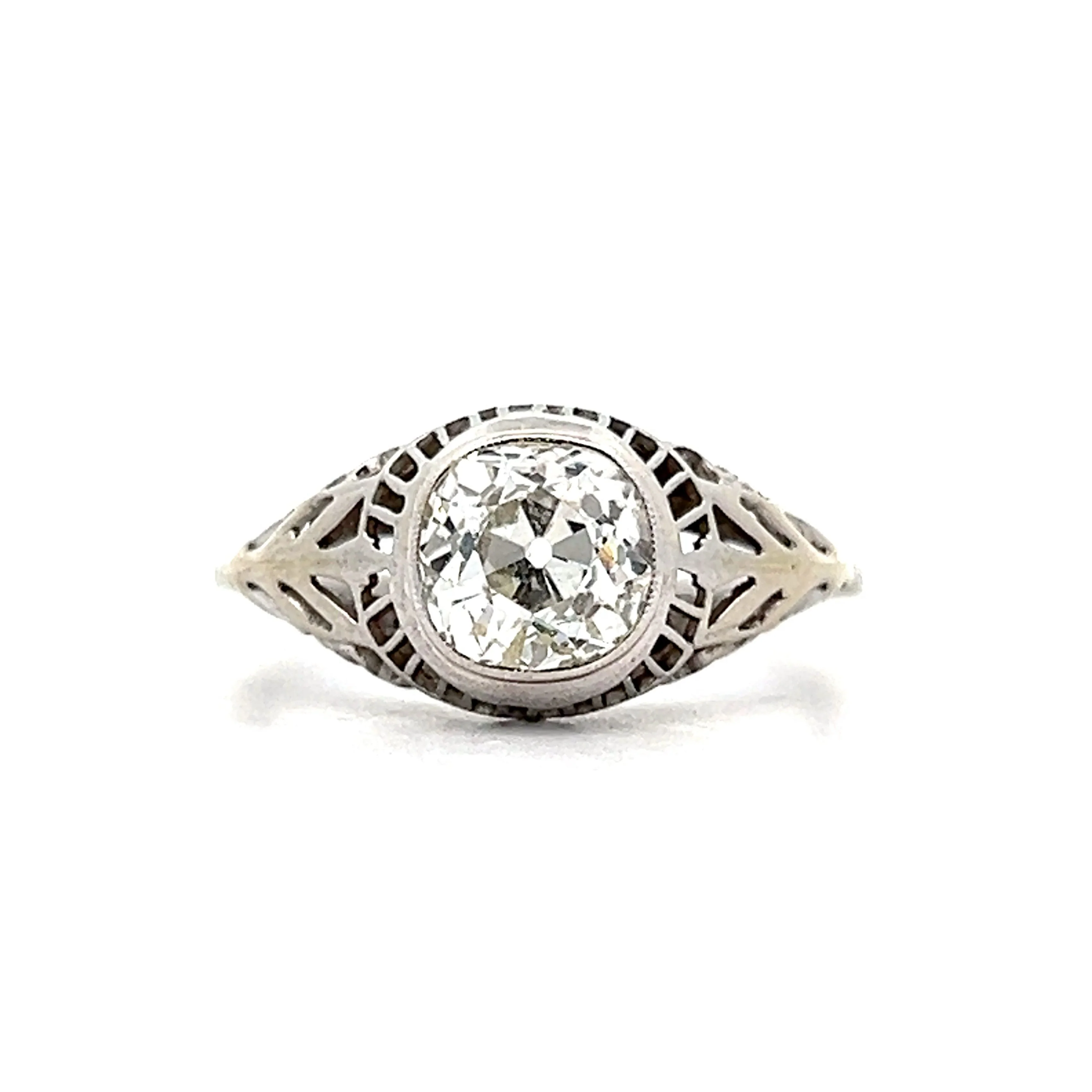 1.46 Vintage Deco Solitaire Engagement Ring in 18k
