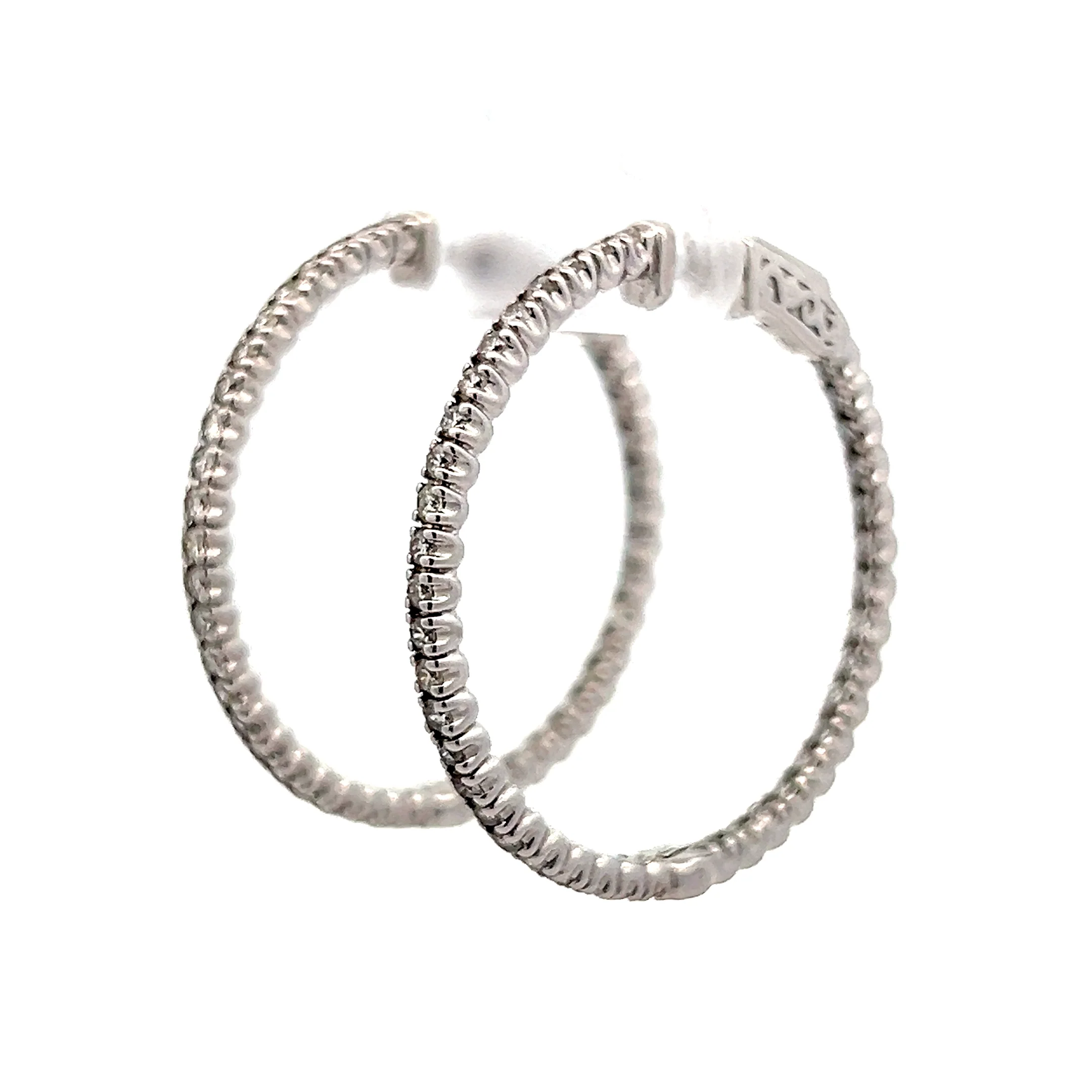 1.47 Inside-Out Diamond Hoop Earrings in 14k - Image 2