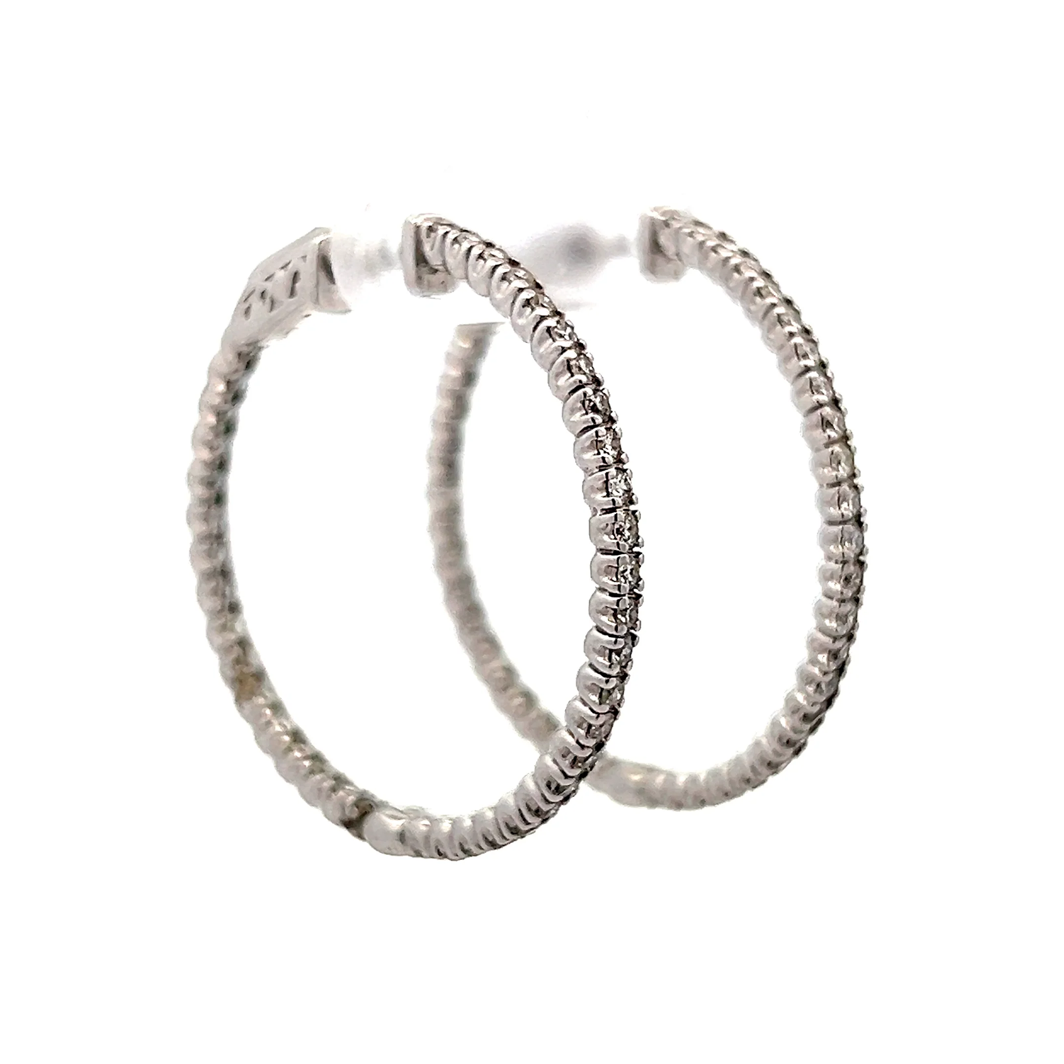 1.47 Inside-Out Diamond Hoop Earrings in 14k - Image 3