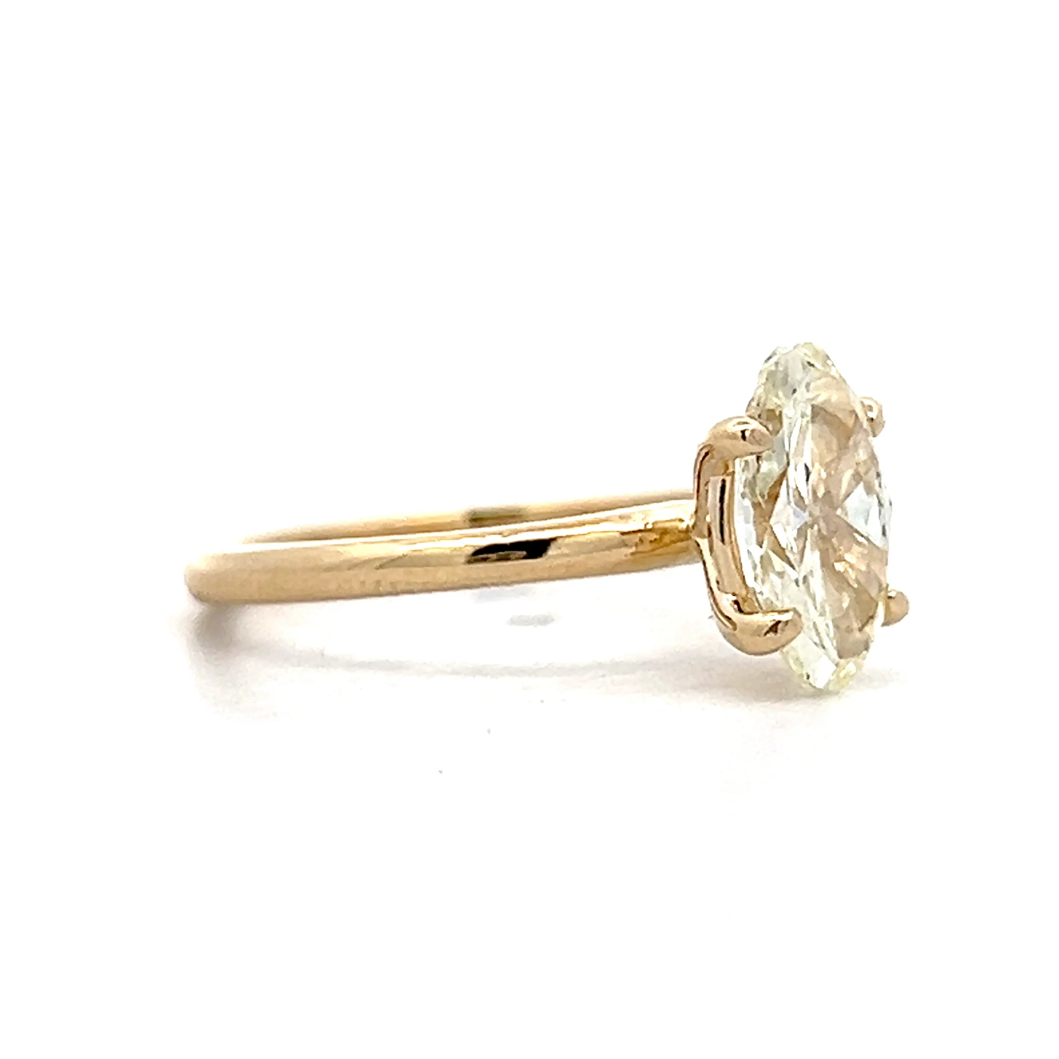 1.48 Antique Moval Diamond Engagement Ring in 14k - Image 3
