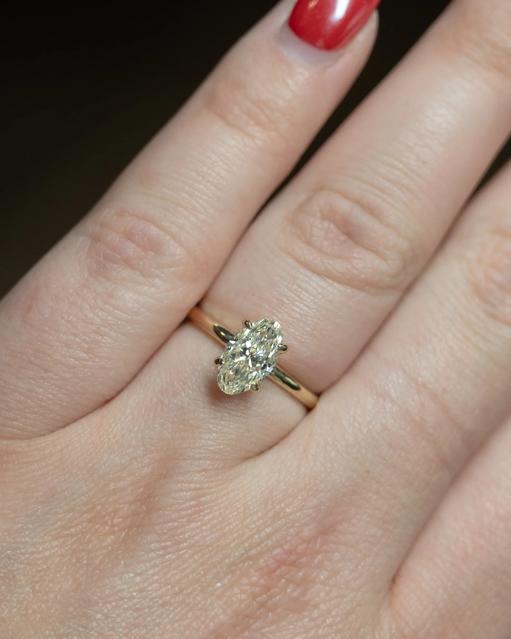 1.48 Antique Moval Diamond Engagement Ring in 14k - Image 7