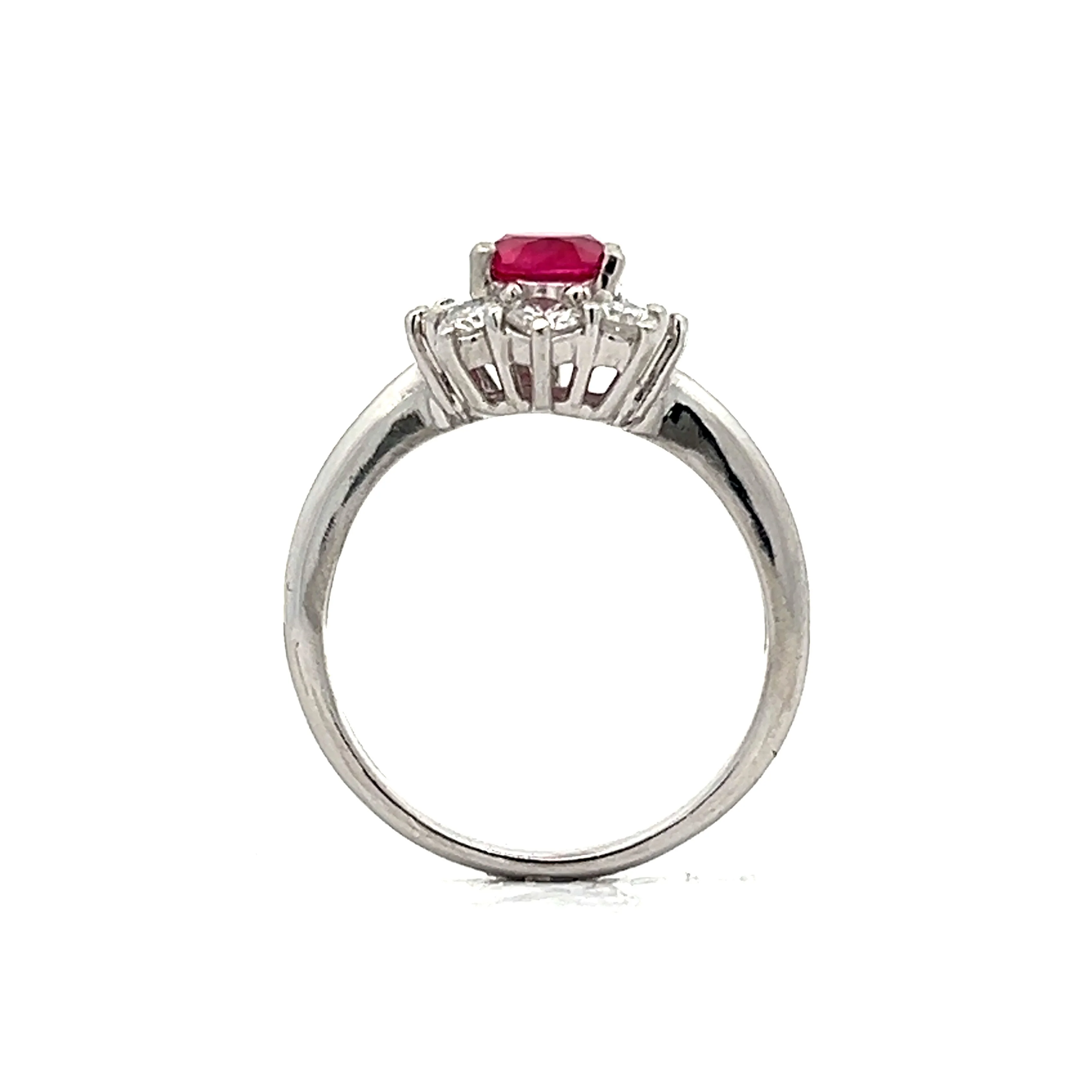 1.48 Thai Ruby & Diamond Halo Cocktail Ring in Platinum - Image 4