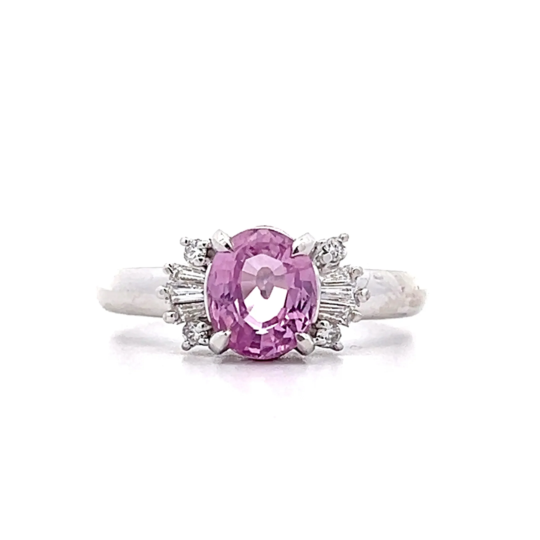 1.49 Oval Pink Sapphire Engagement Ring in Platinum