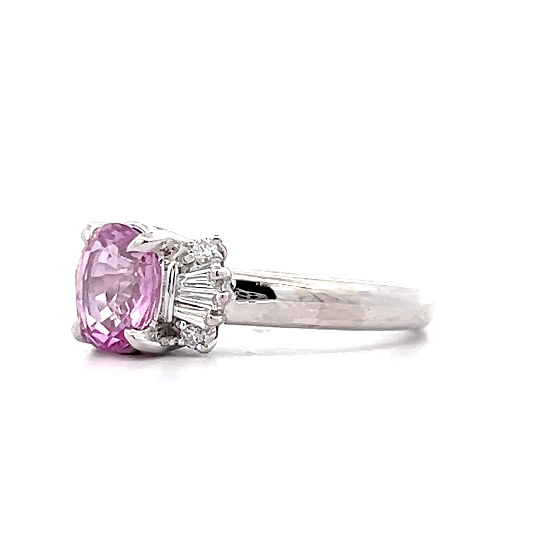 1.49 Oval Pink Sapphire Engagement Ring in Platinum - Image 2