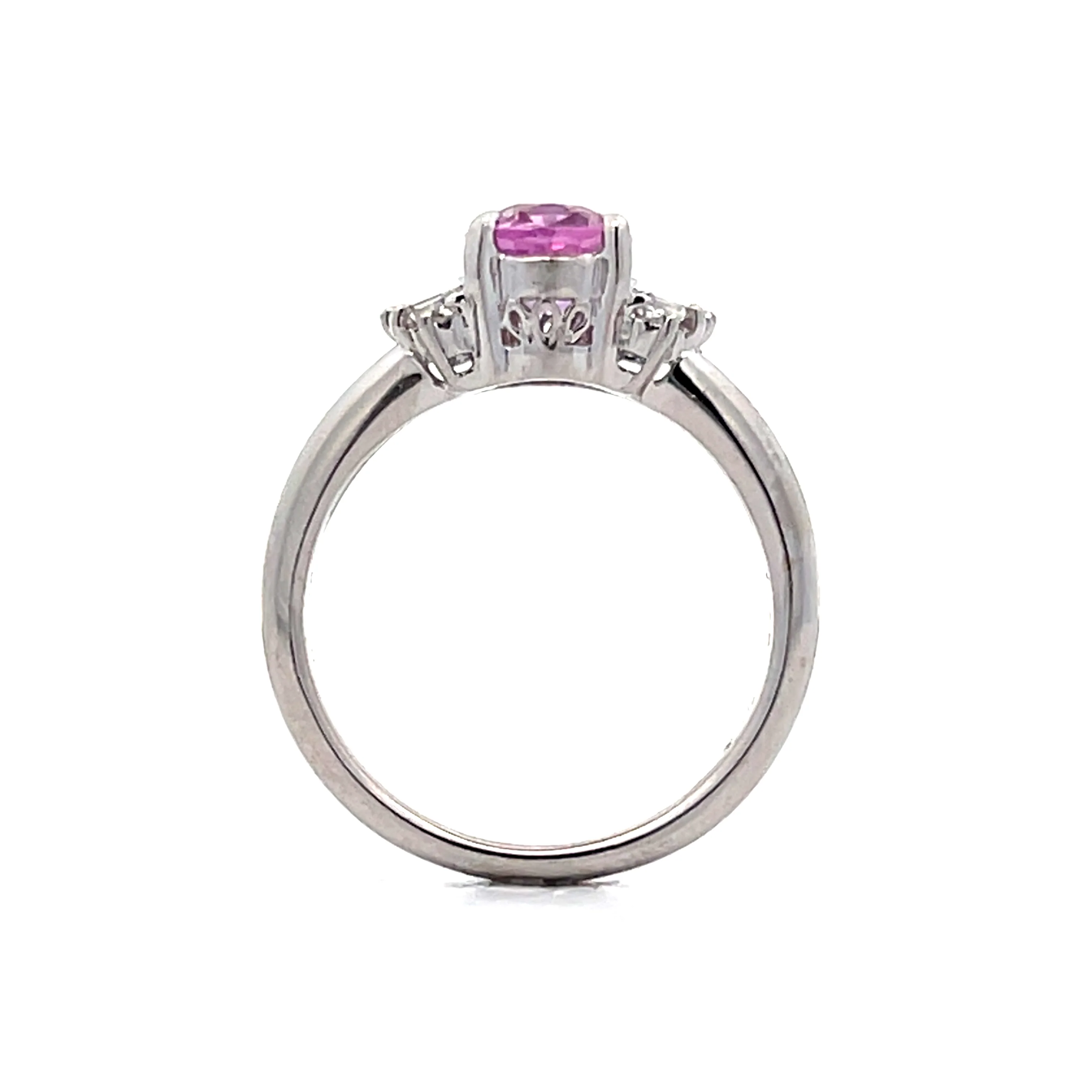 1.49 Oval Pink Sapphire Engagement Ring in Platinum - Image 4
