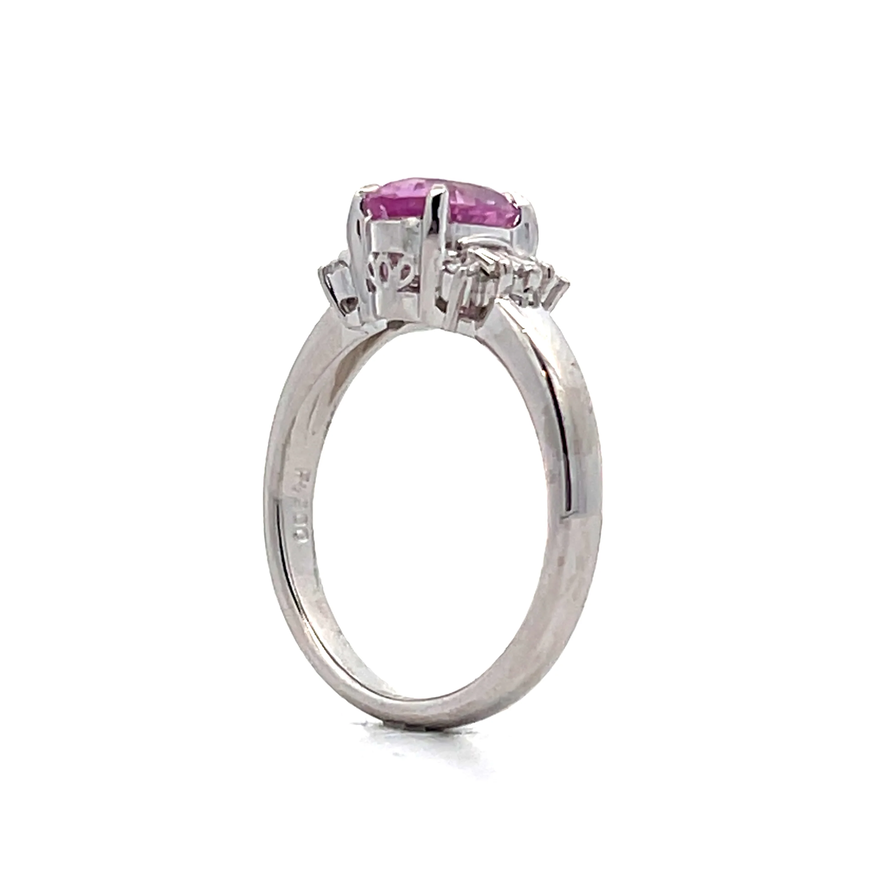 1.49 Oval Pink Sapphire Engagement Ring in Platinum - Image 5