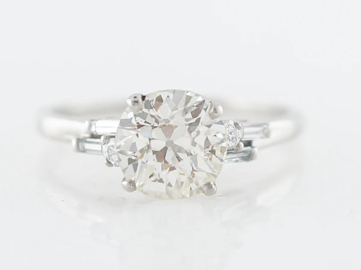 1.5 Carat Art Deco Old European Cut Diamond Engagement Ring in Platinum