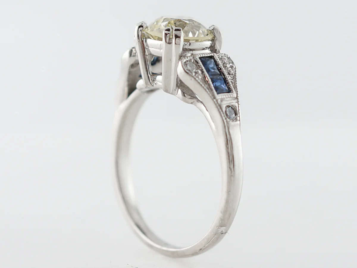 1.5 Carat Old Euro Diamond Engagement Ring Art Deco - Image 5
