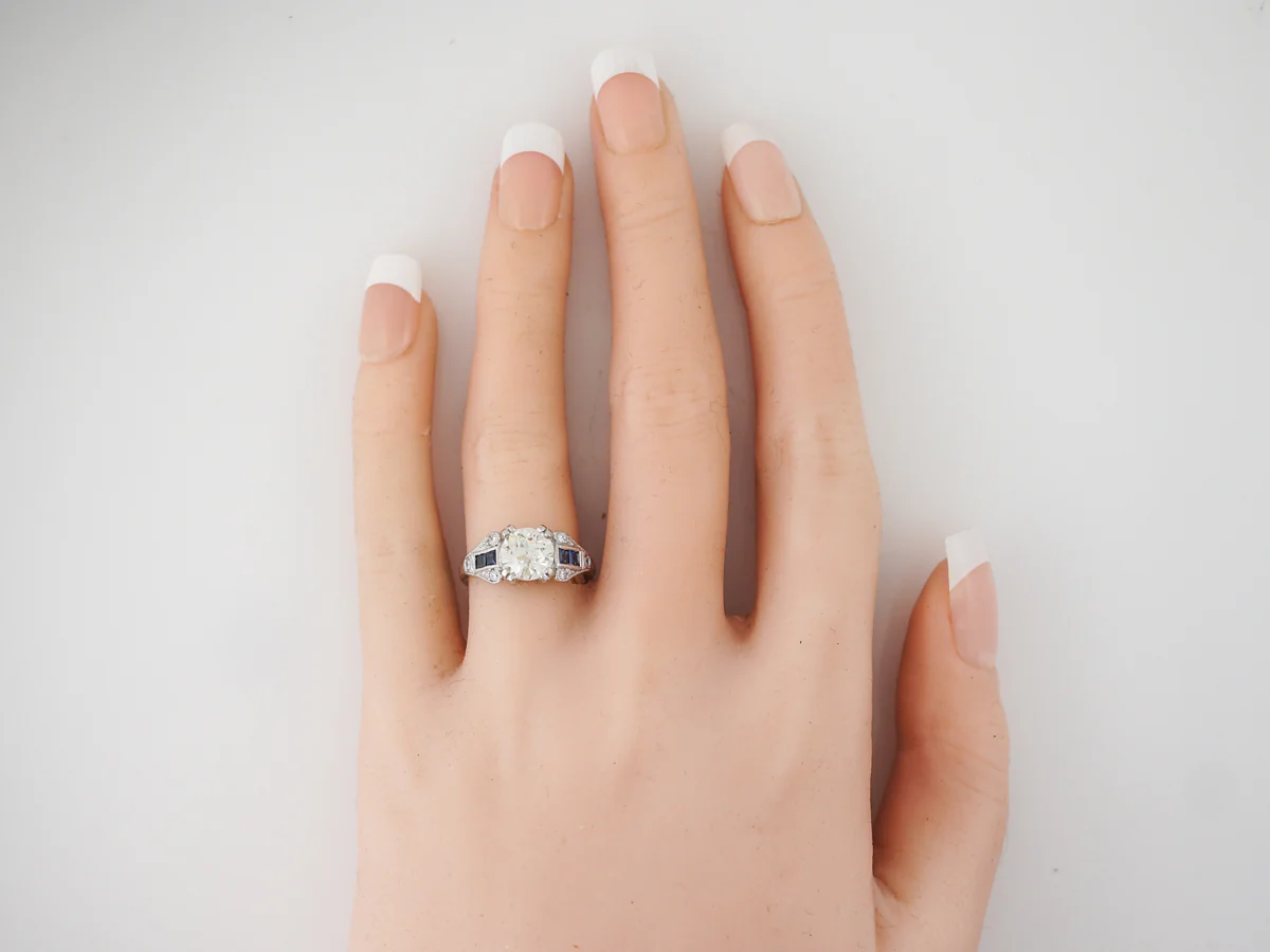 1.5 Carat Old Euro Diamond Engagement Ring Art Deco - Image 6