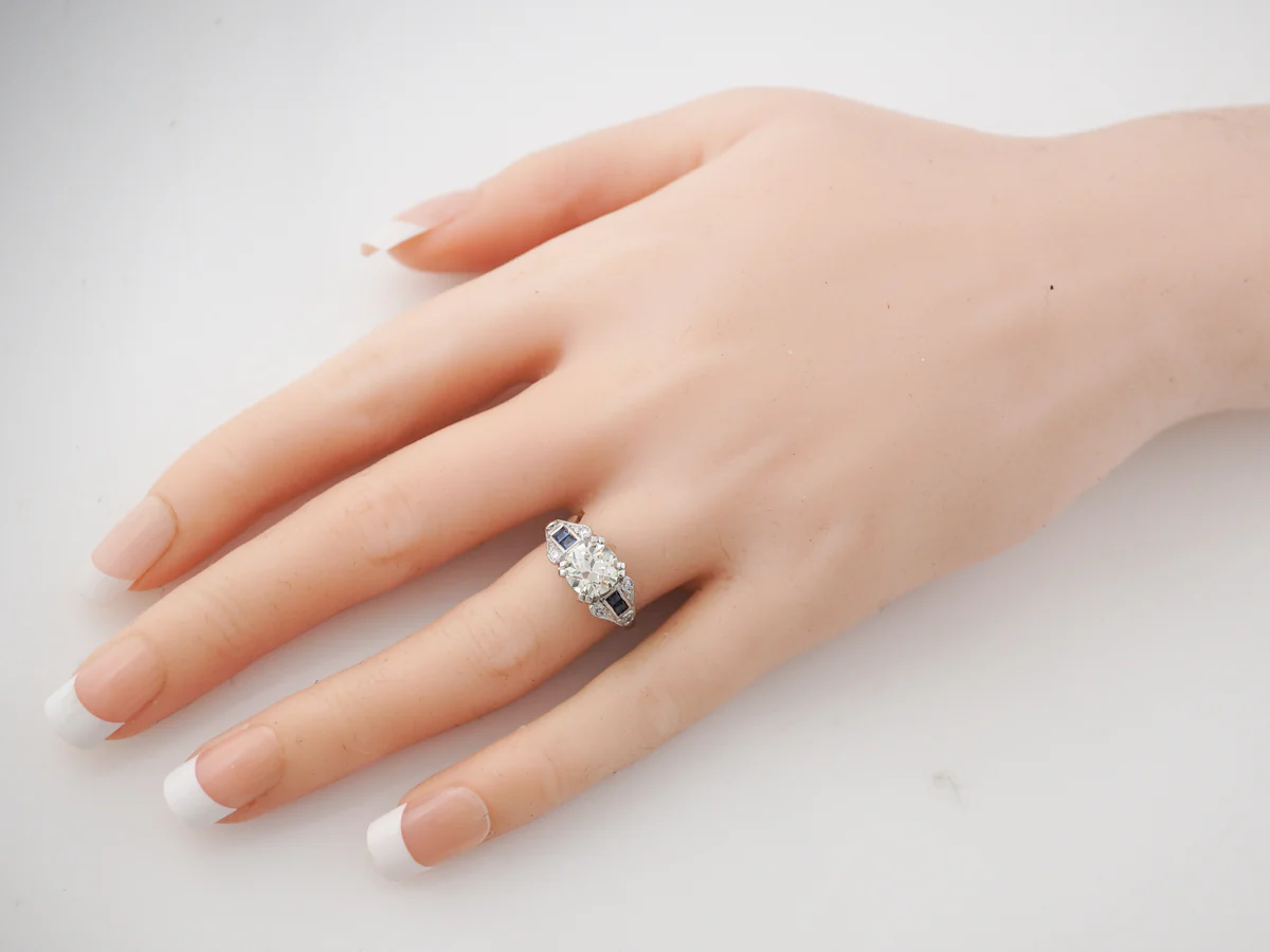 1.5 Carat Old Euro Diamond Engagement Ring Art Deco - Image 7