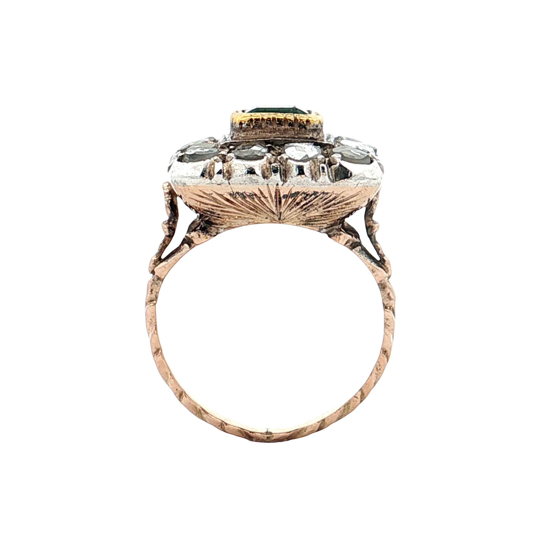 1.50 Antique Georgian Emerald & Diamond Ring 12k/SS - Image 4