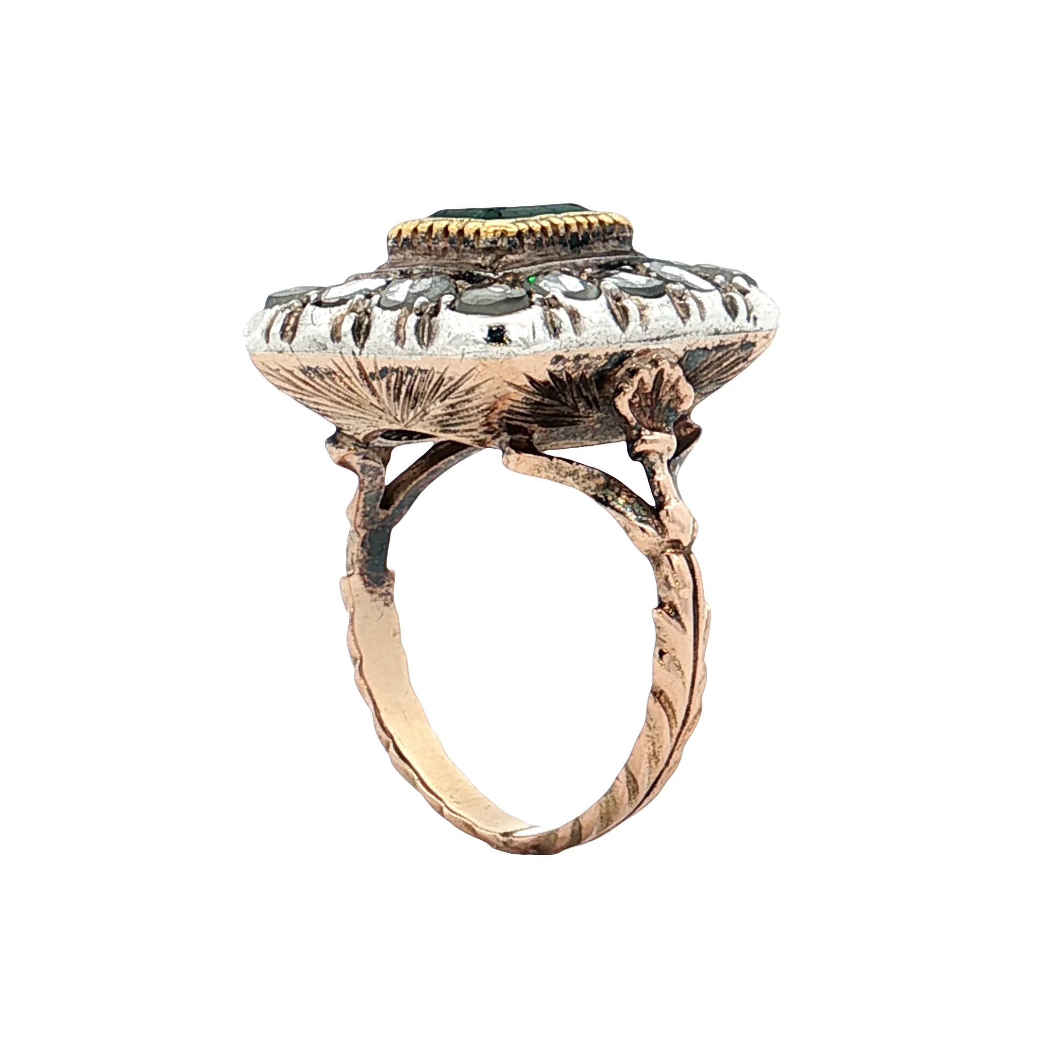1.50 Antique Georgian Emerald & Diamond Ring 12k/SS - Image 5