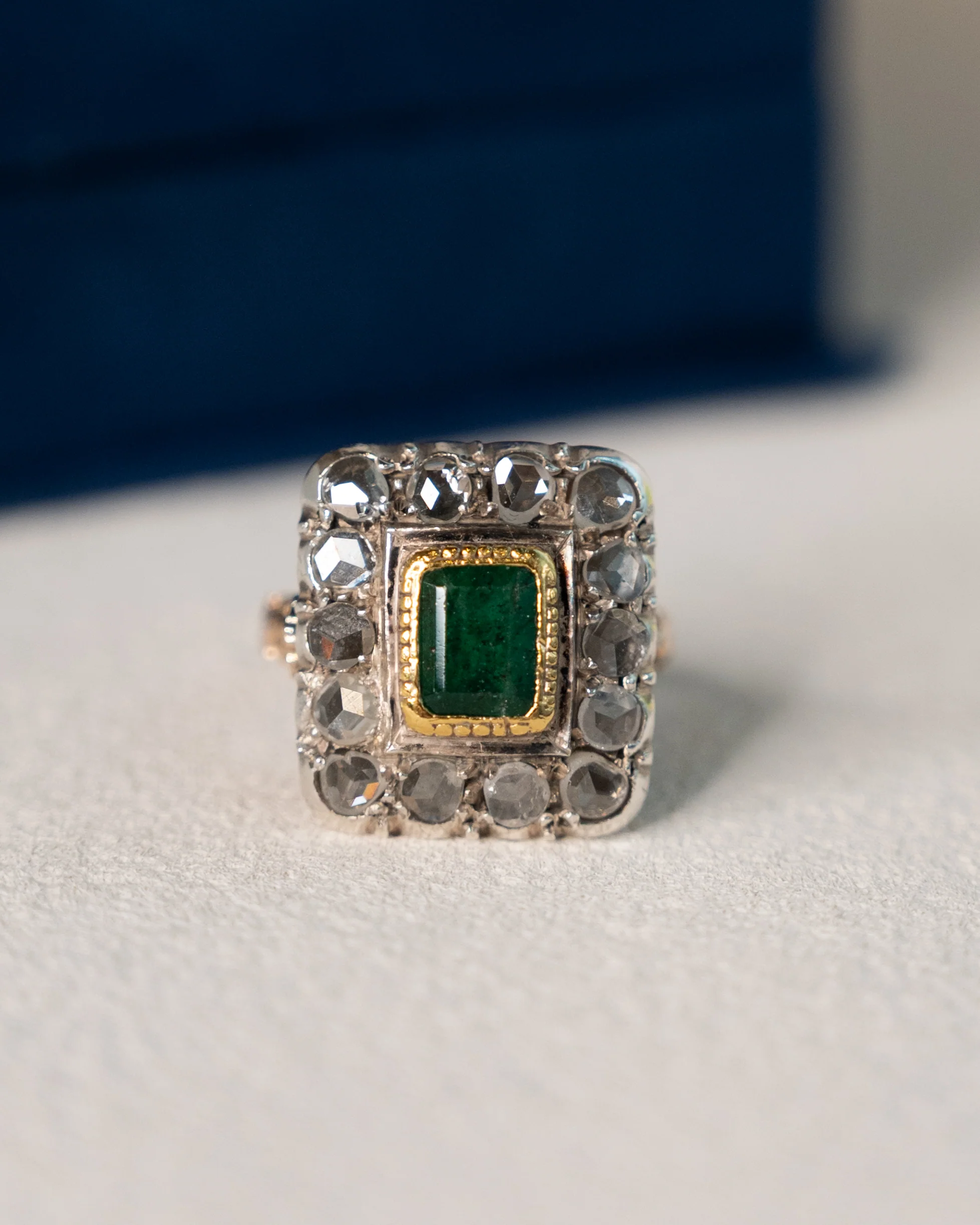 1.50 Antique Georgian Emerald & Diamond Ring 12k/SS - Image 6