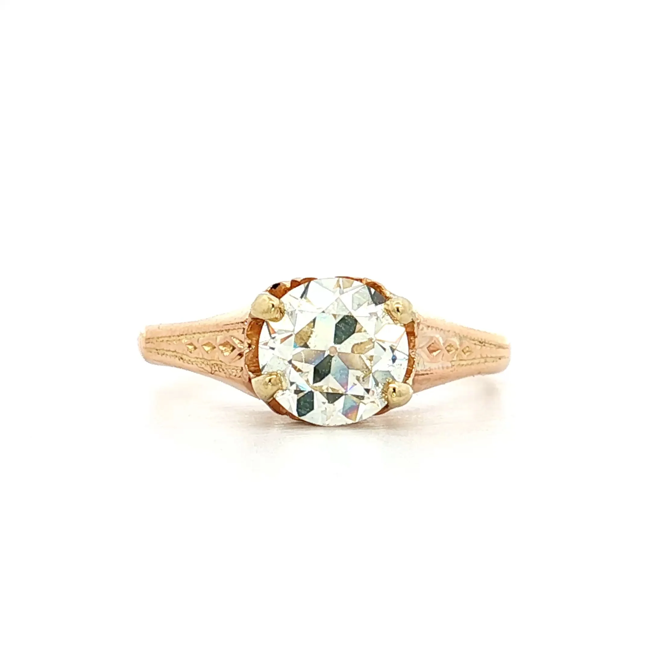 1.50 Antique Victorian Euro Diamond Engagement Ring 18k