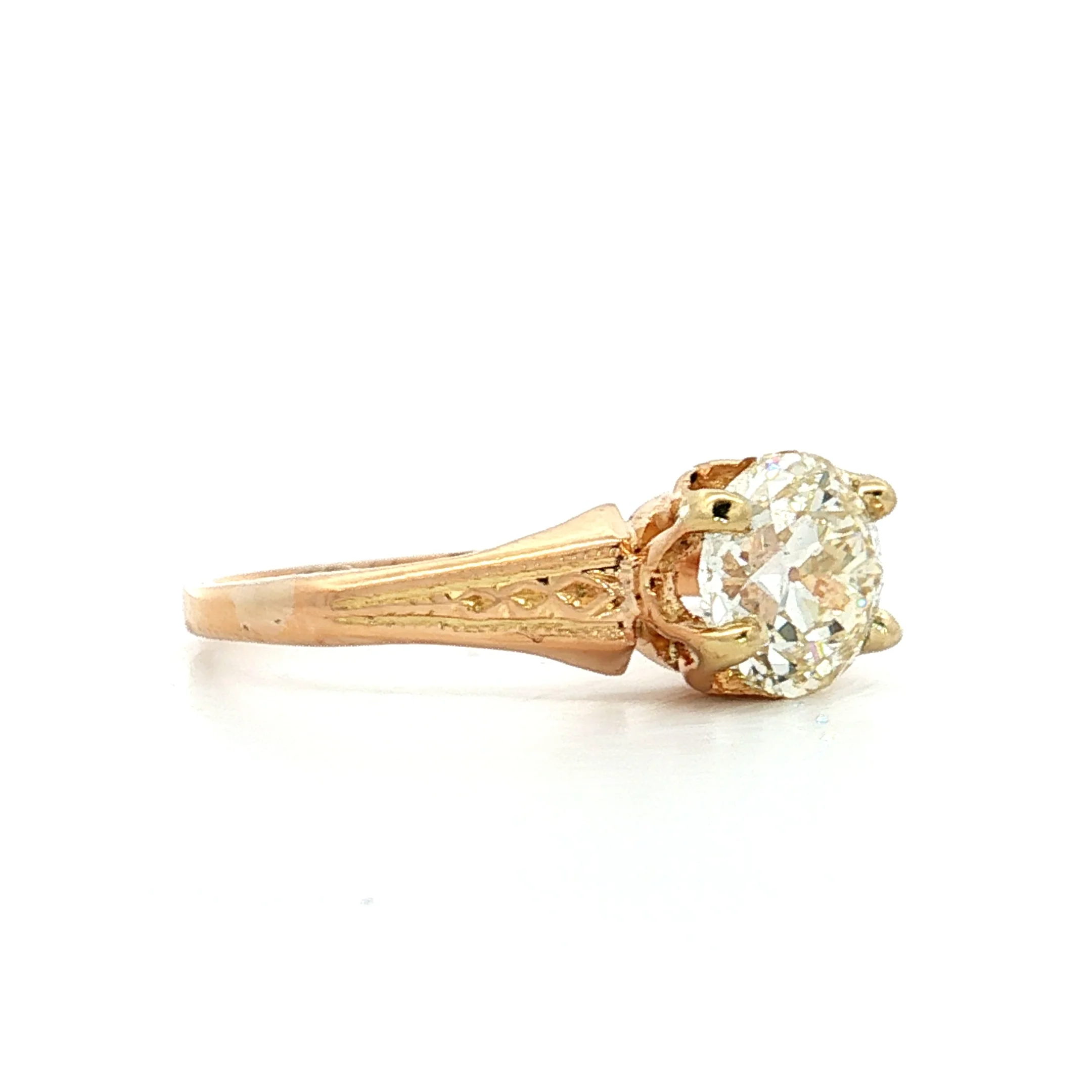 1.50 Antique Victorian Euro Diamond Engagement Ring 18k - Image 3