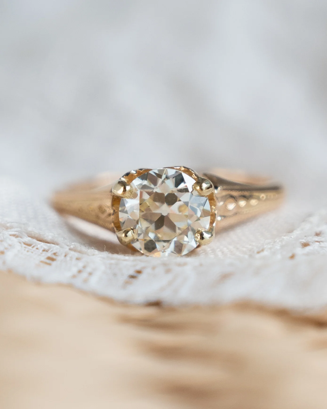 1.50 Antique Victorian Euro Diamond Engagement Ring 18k - Image 6