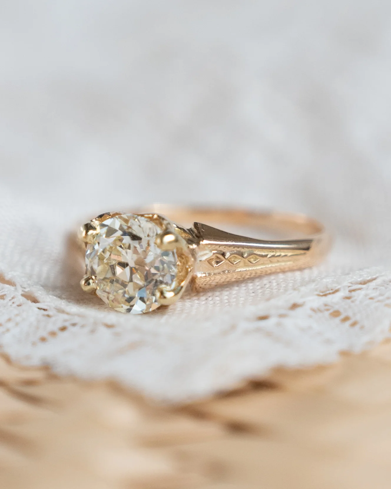 1.50 Antique Victorian Euro Diamond Engagement Ring 18k - Image 7