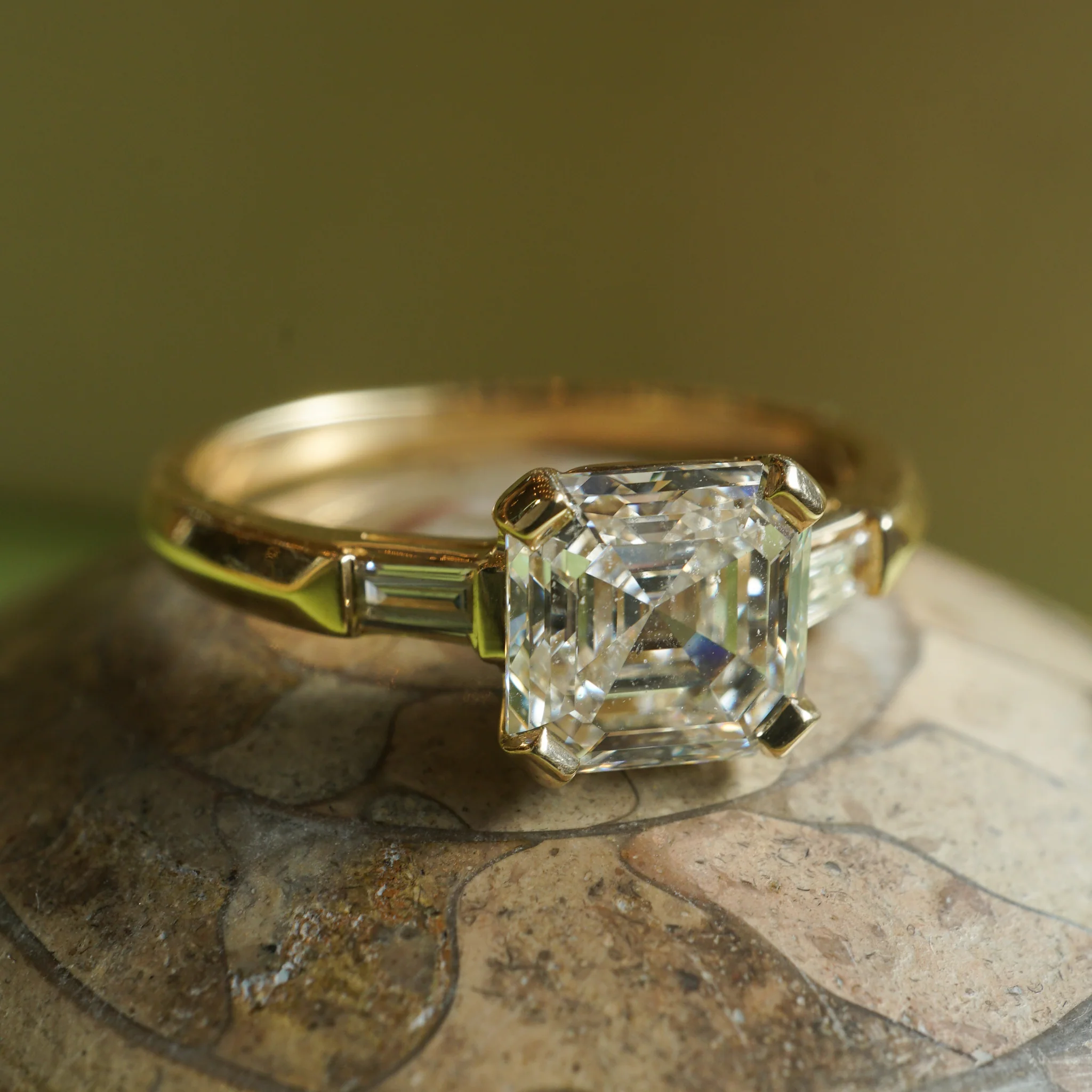 1.50 Asscher Cut Diamond Engagement Ring in 14k Yellow Gold - Image 7