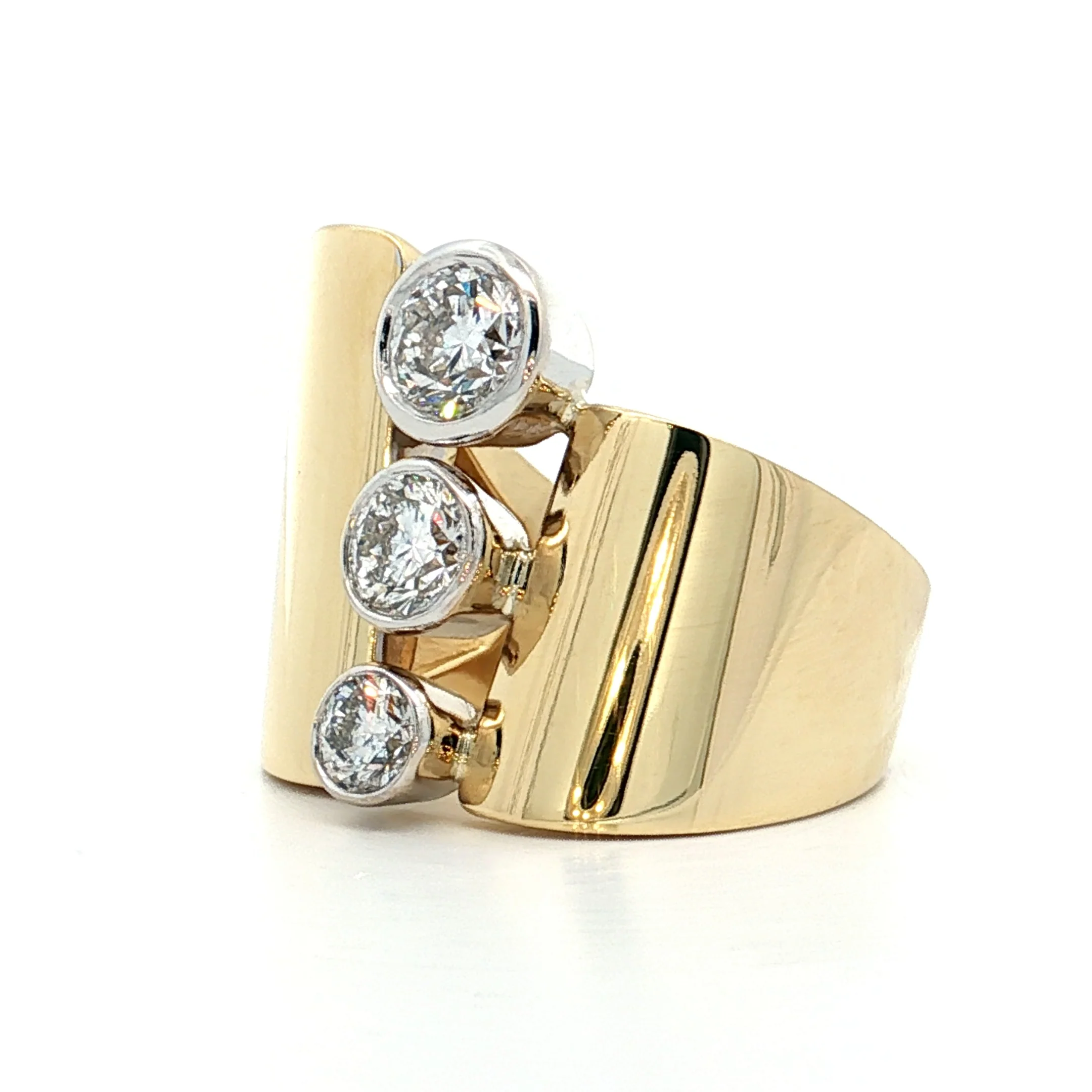 1.50 Asymmetrical Diamond Cocktail Ring 18k - Image 2