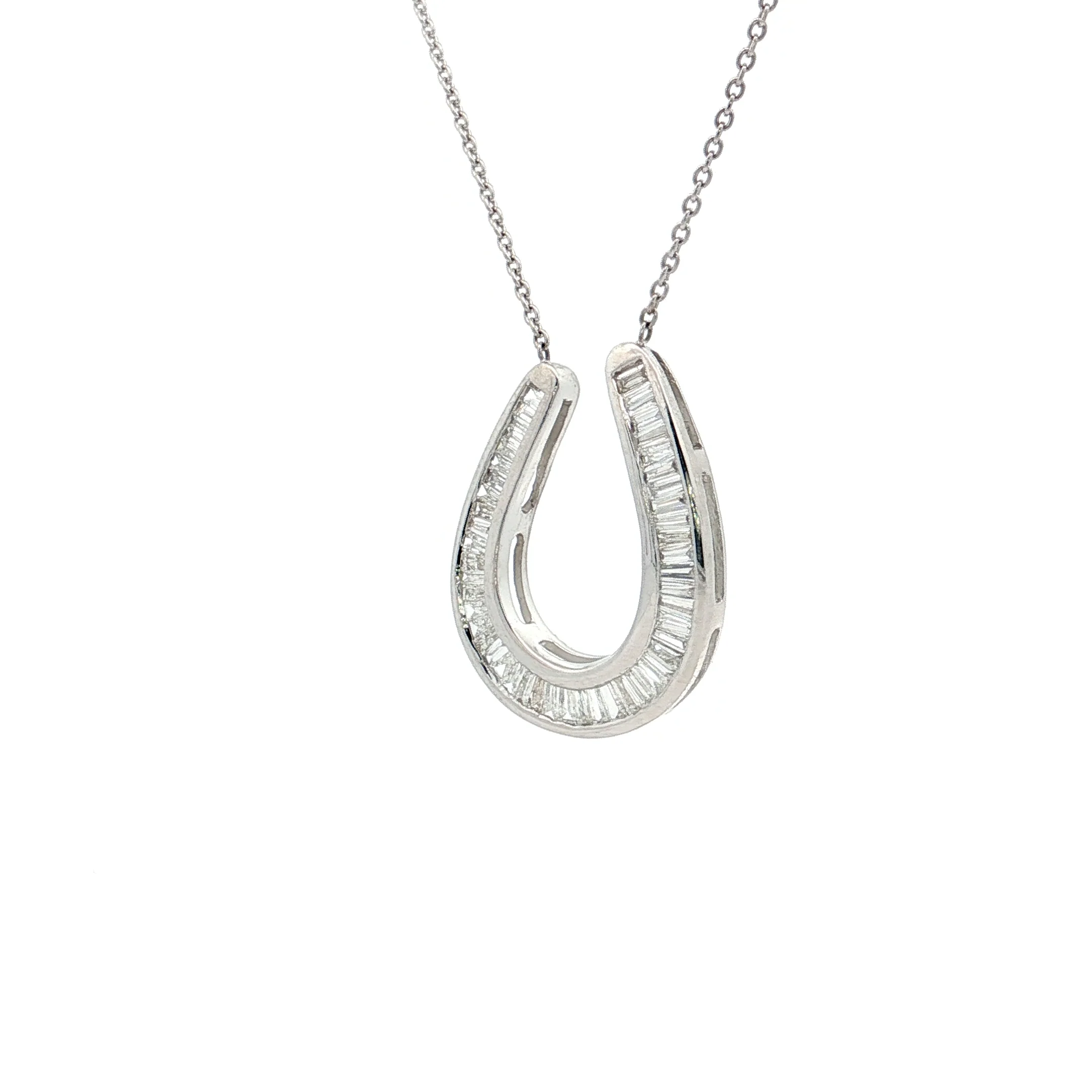 1.50 Baguette Diamond Horseshoe Pendant 18k - Image 2