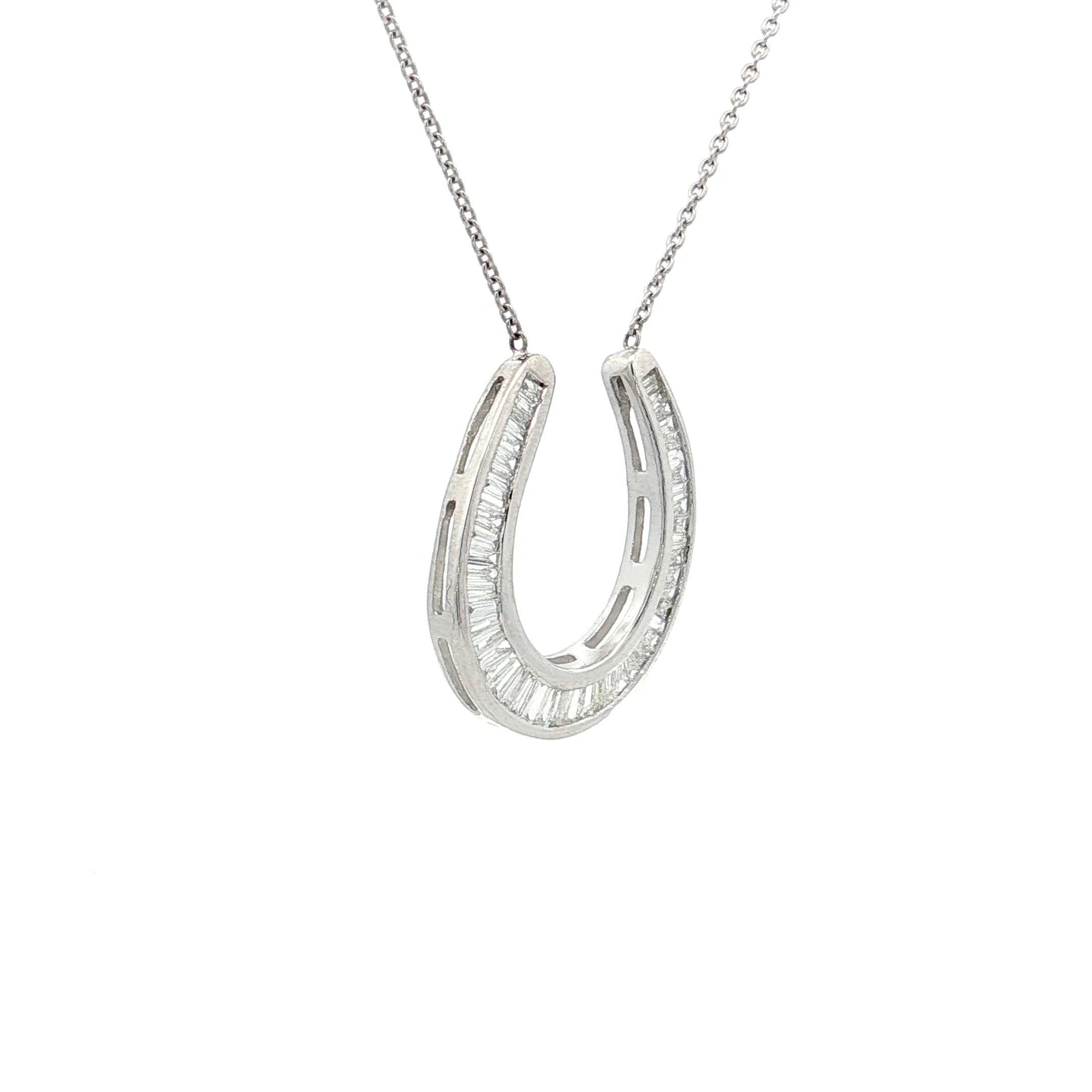 1.50 Baguette Diamond Horseshoe Pendant 18k - Image 3