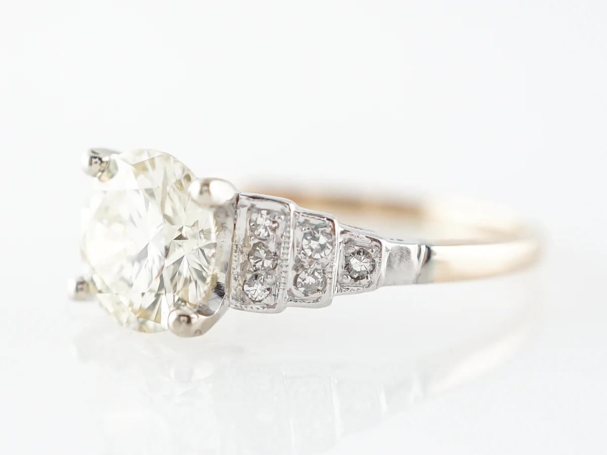 1.50 Carat Art Deco Diamond Two-Tone Engagement Ring - Image 2