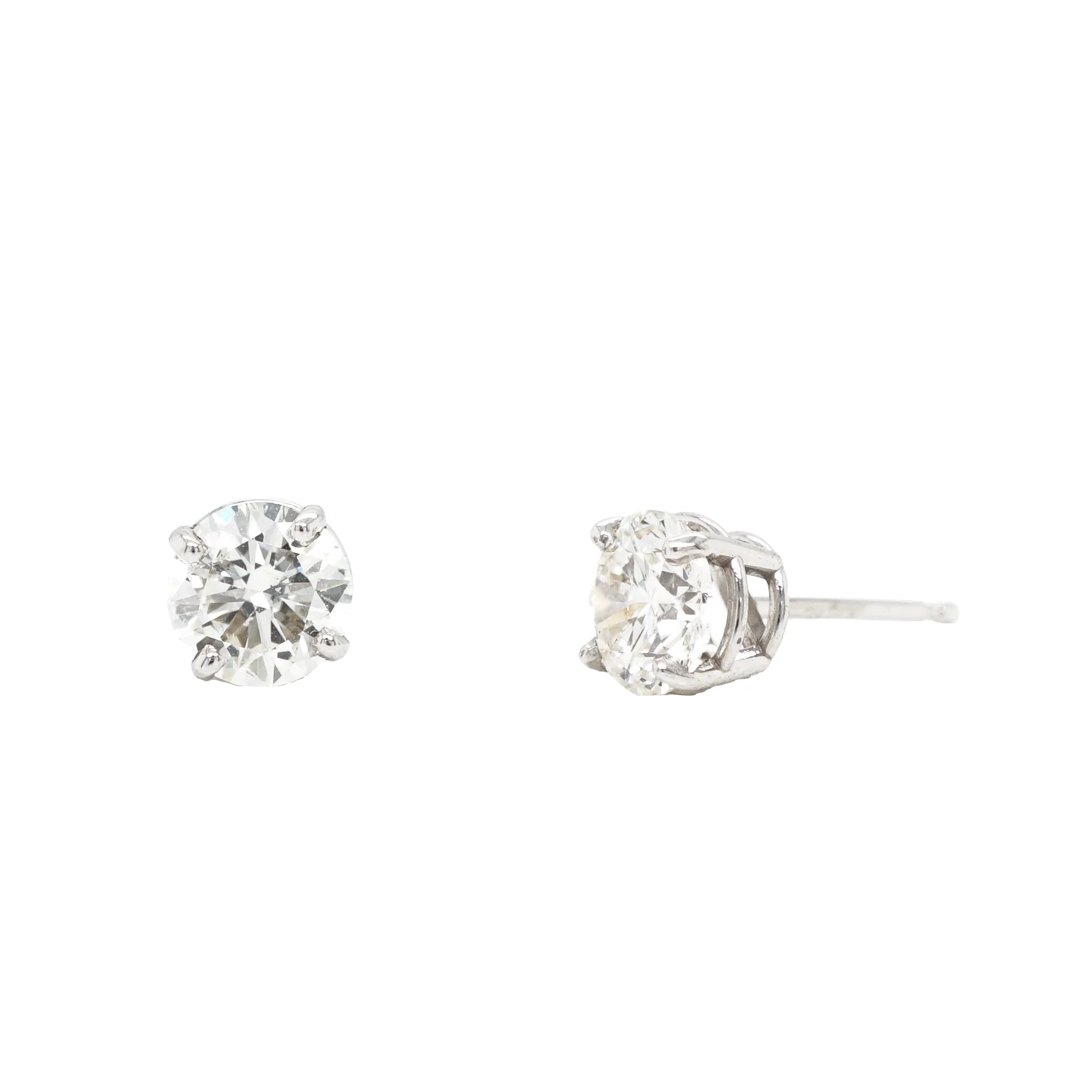 1.50 Carat Diamond Stud Earrings 14K White Gold - Image 2