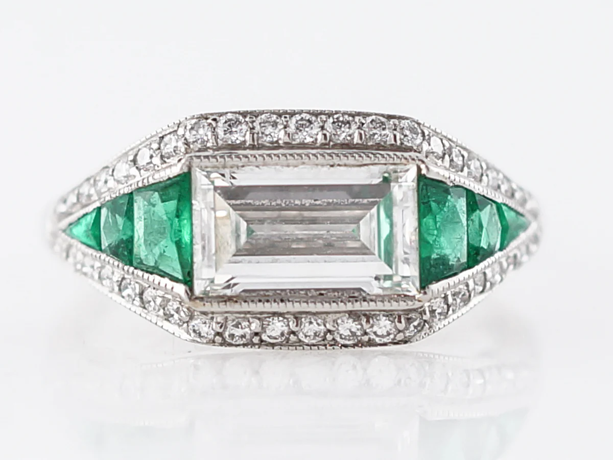 1.50 Carat Emerald Cut Diamond Halo Engagement Ring