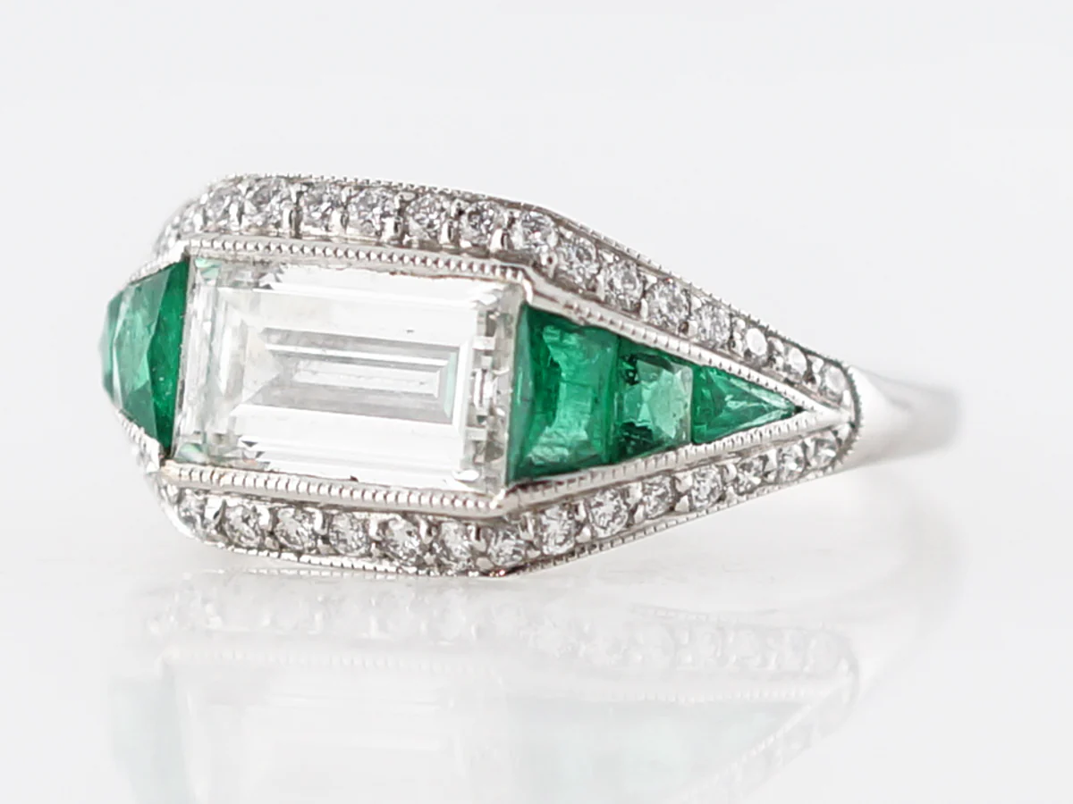 1.50 Carat Emerald Cut Diamond Halo Engagement Ring - Image 2
