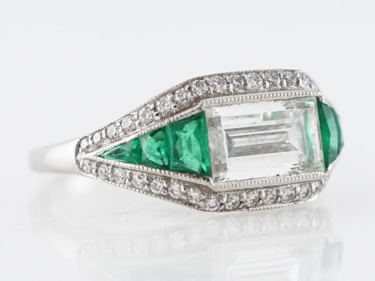 1.50 Carat Emerald Cut Diamond Halo Engagement Ring - Image 3
