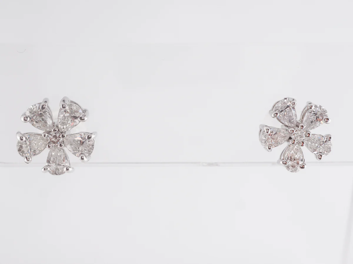 1.50 Carat Pear Cut Diamond Cluster Earrings in Platinum - Image 2