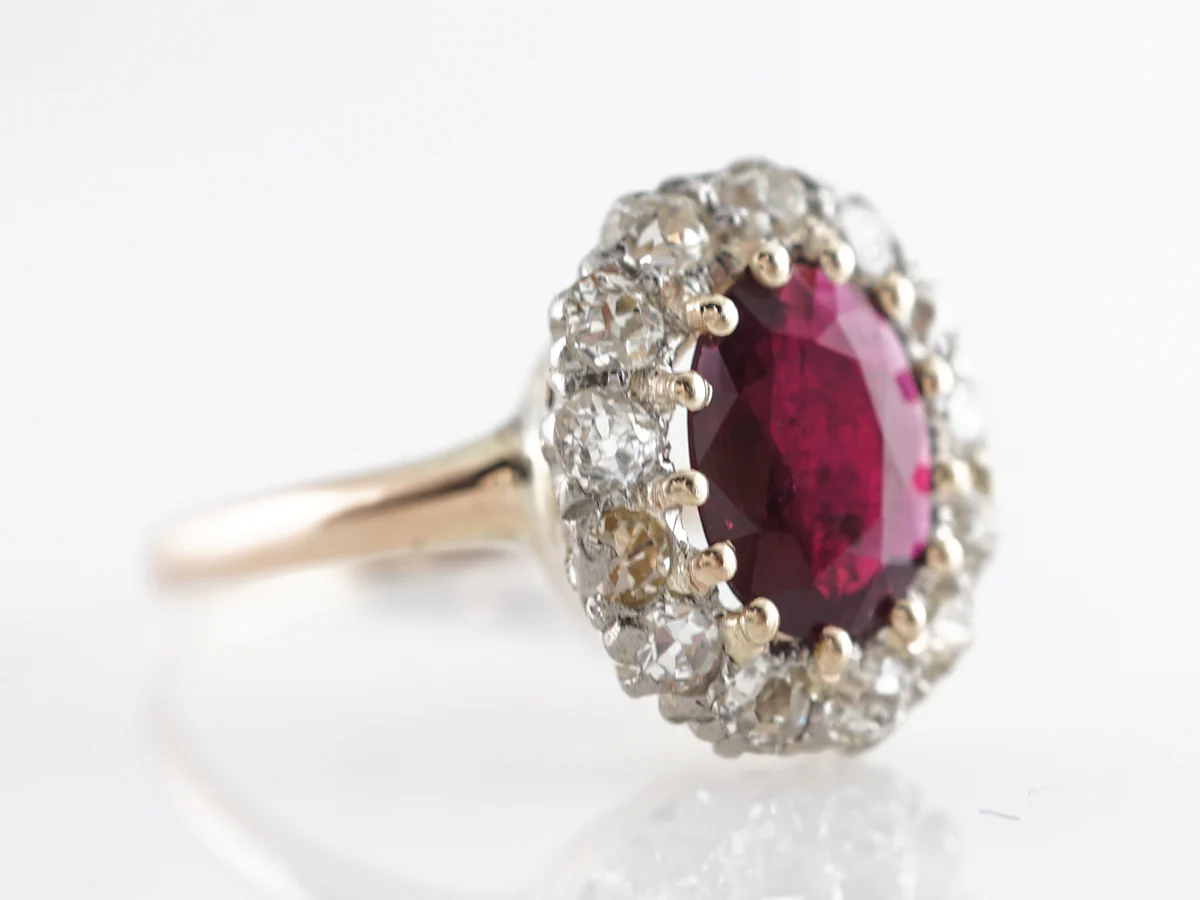 1.50 Carat Victorian Ruby & Diamond Cocktail Ring in 14K - Image 3