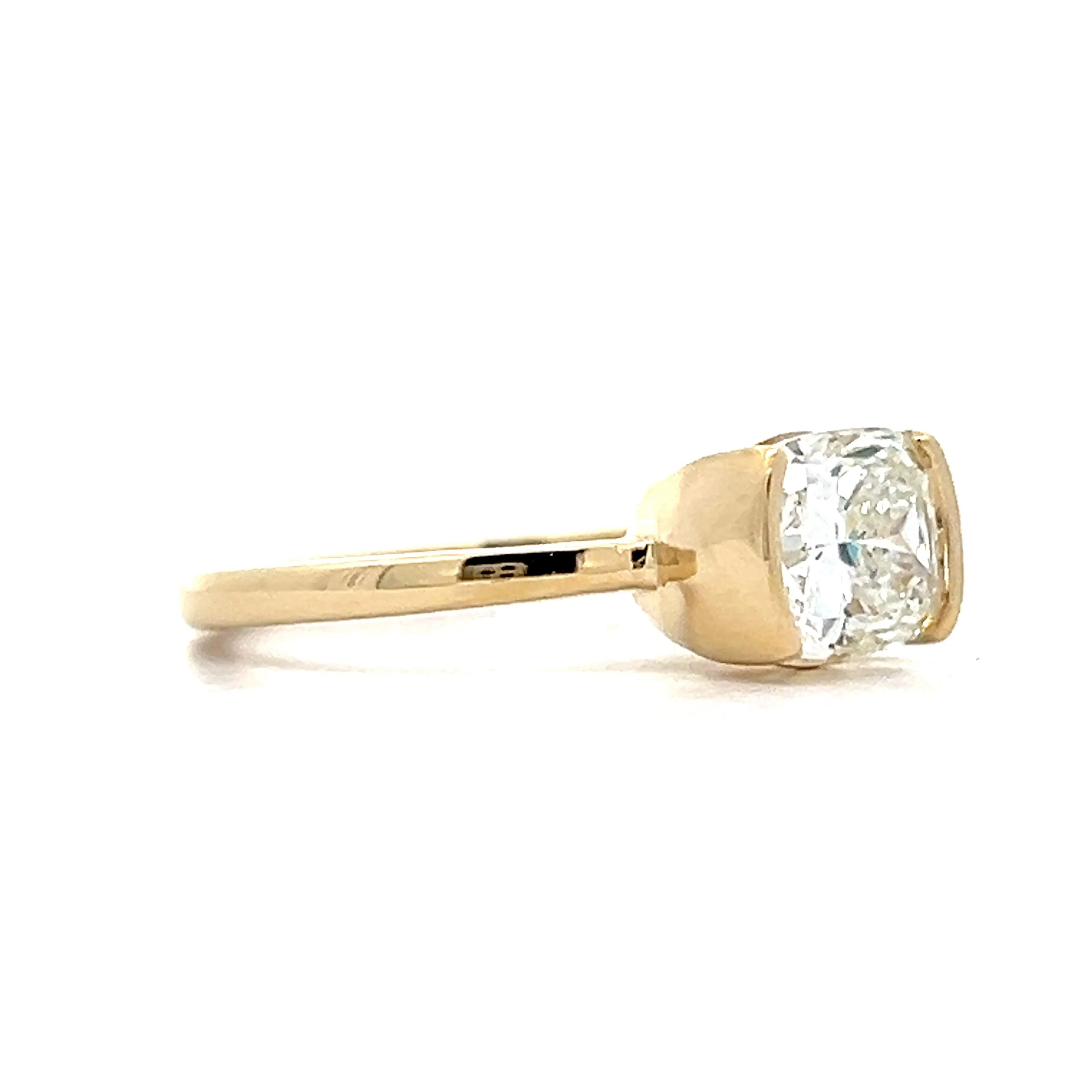1.50 Cushion Half Bezel Engagement Ring in Yellow Gold - Image 3