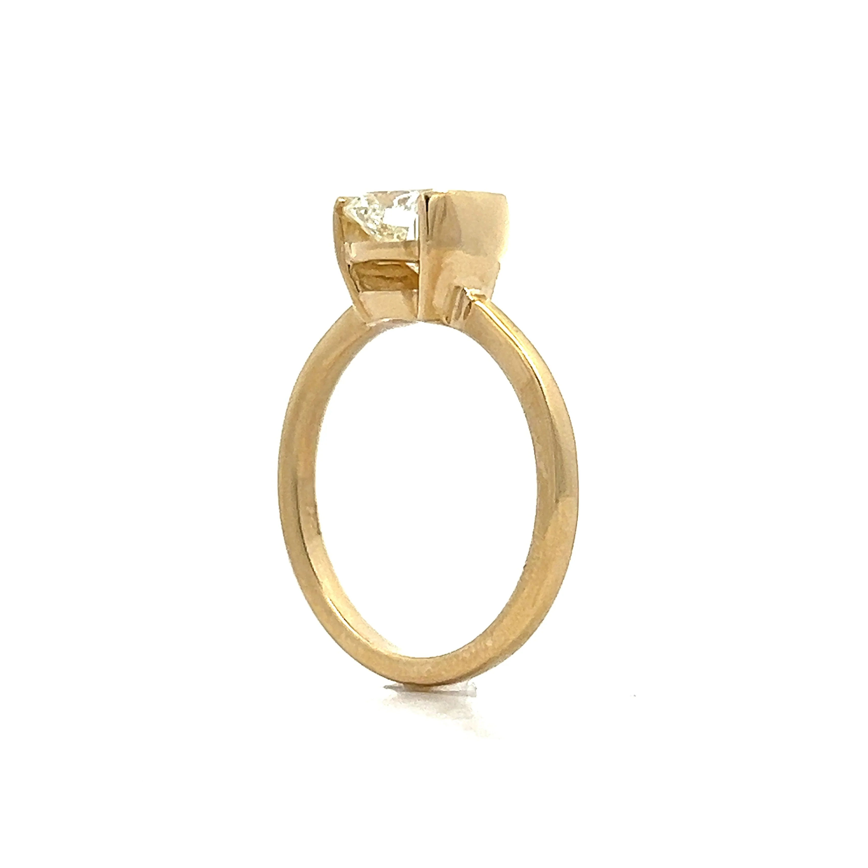 1.50 Cushion Half Bezel Engagement Ring in Yellow Gold - Image 5