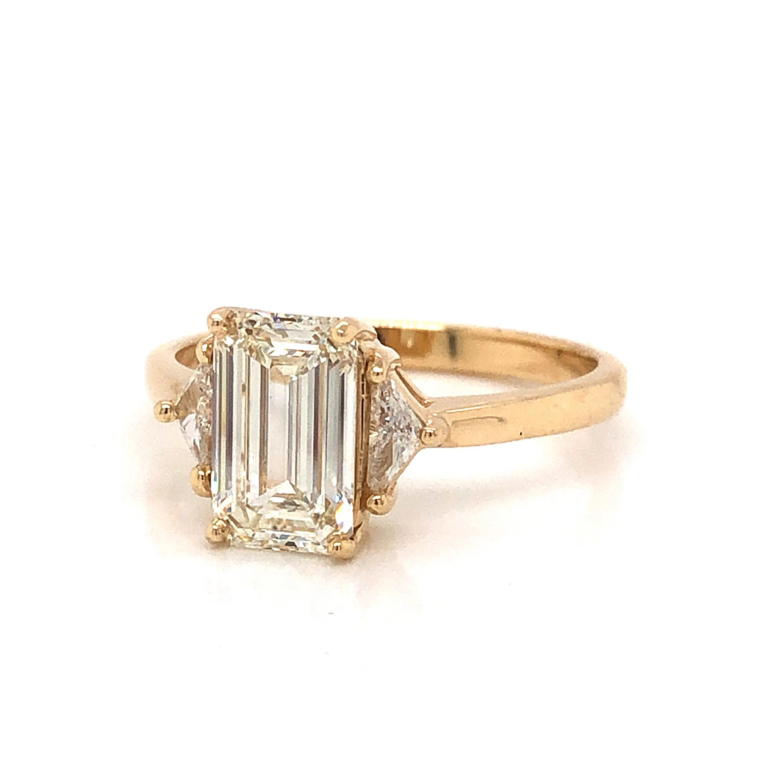 1.50 Emerald Cut Diamond Engagement Ring in 14k Yellow Gold - Image 2