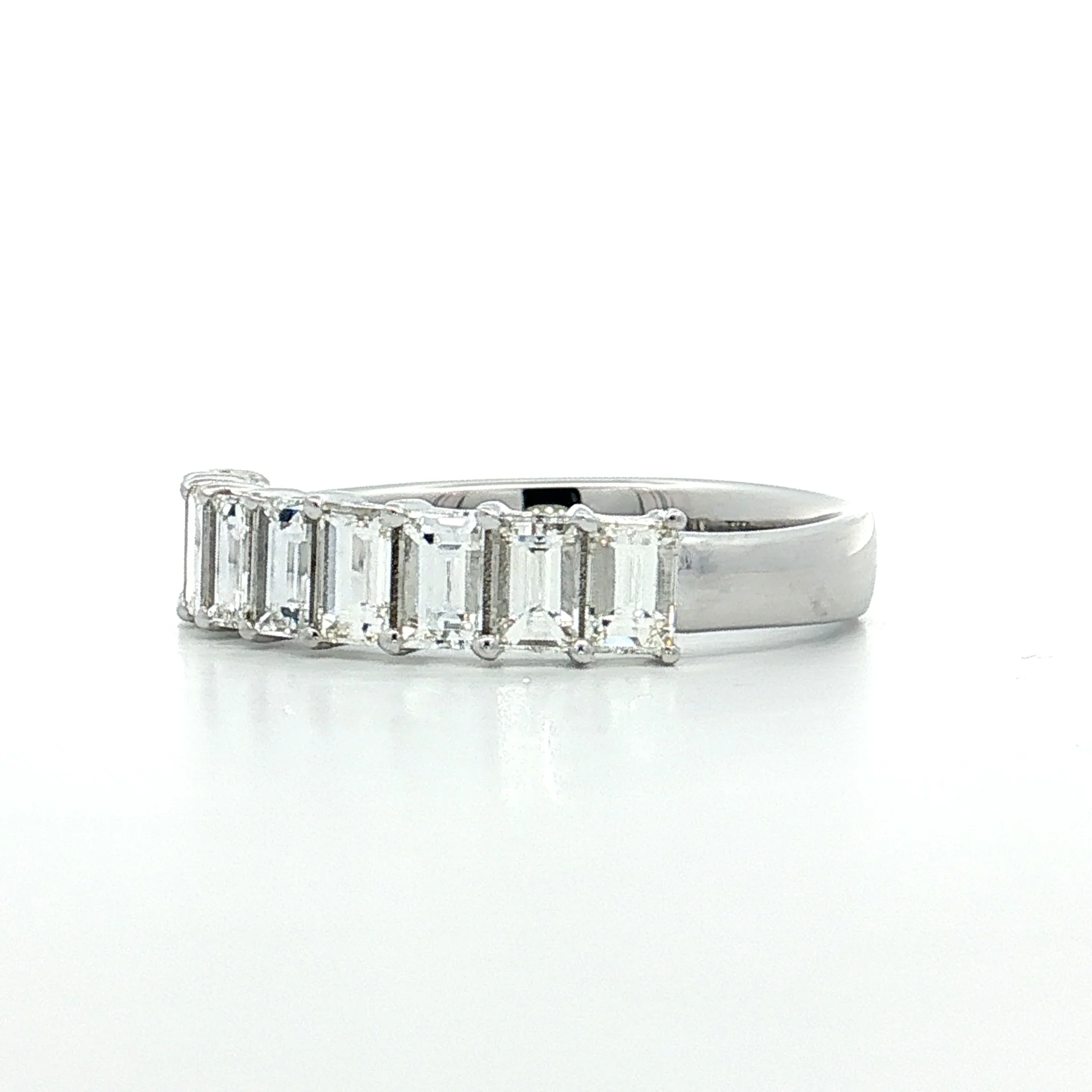 1.50 Emerald Cut Diamond Stacking Band 14k White Gold - Image 2