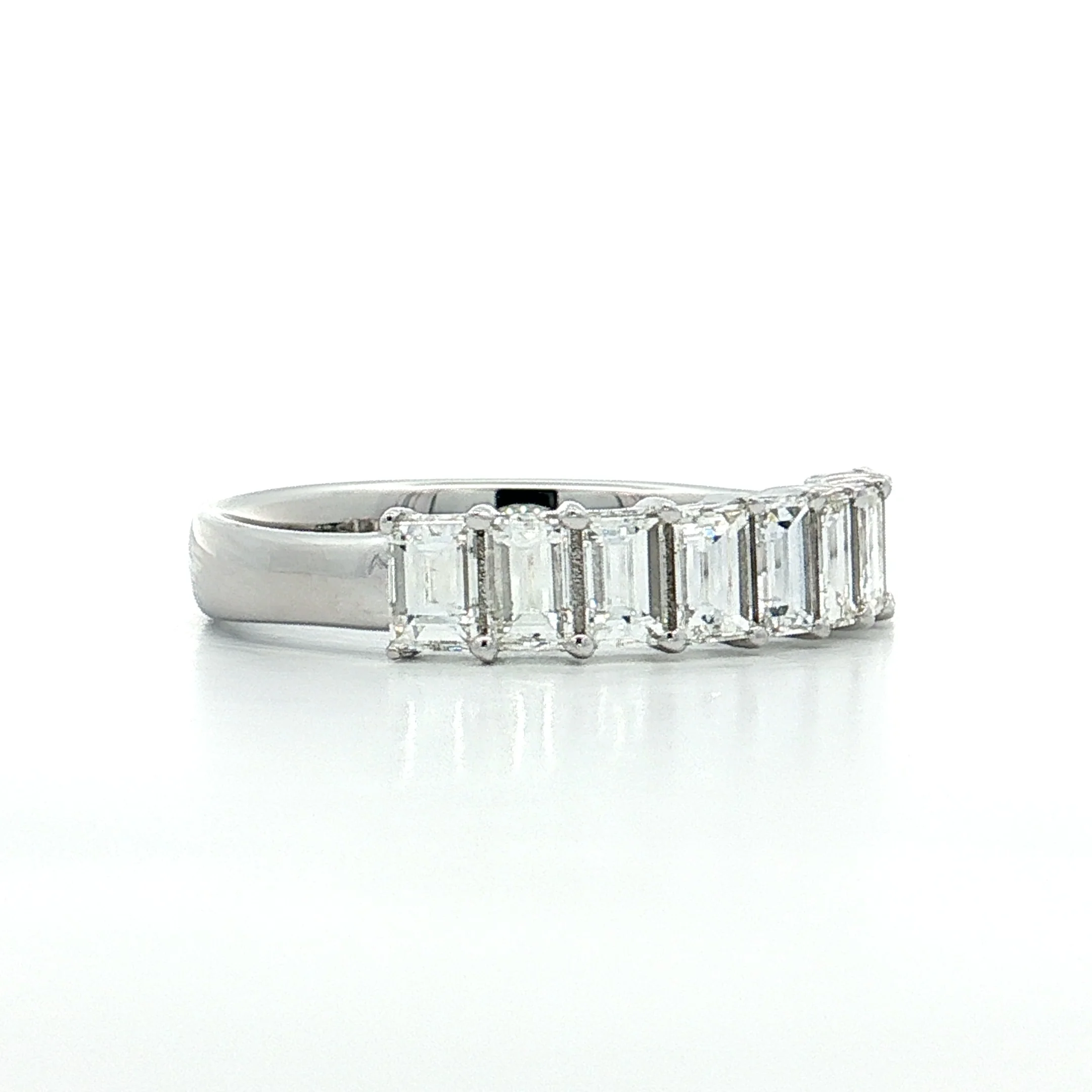 1.50 Emerald Cut Diamond Stacking Band 14k White Gold - Image 3