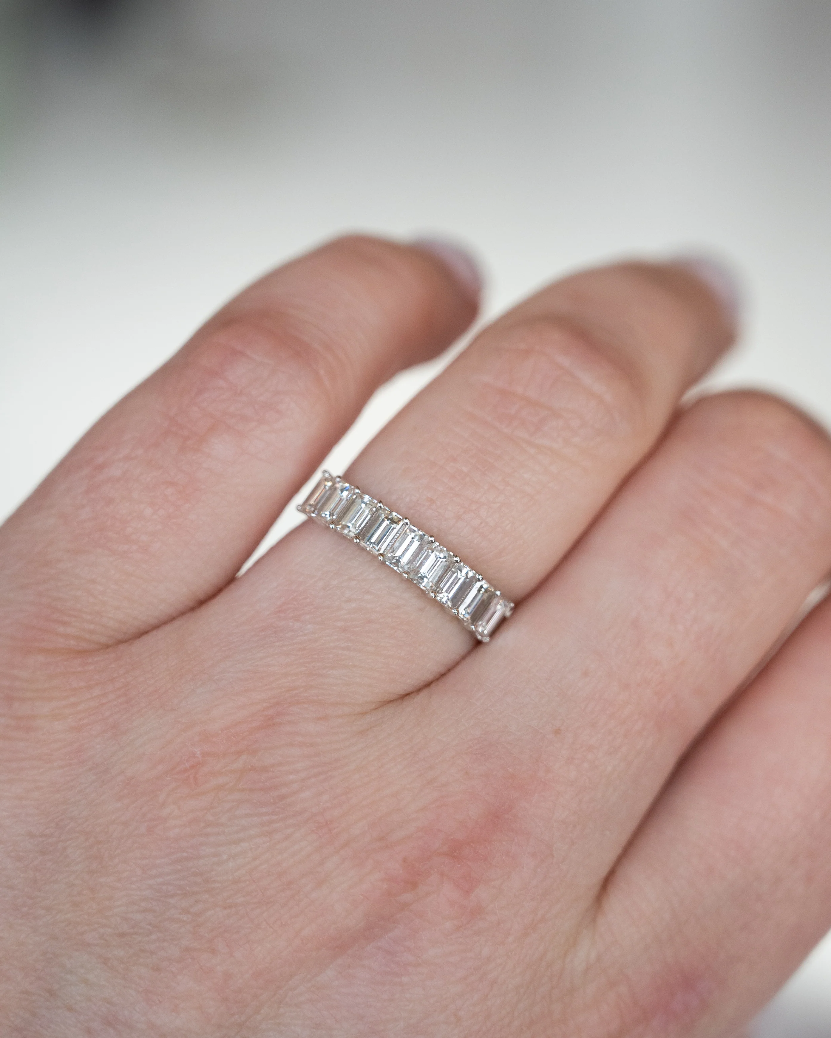 1.50 Emerald Cut Diamond Stacking Band 14k White Gold - Image 6