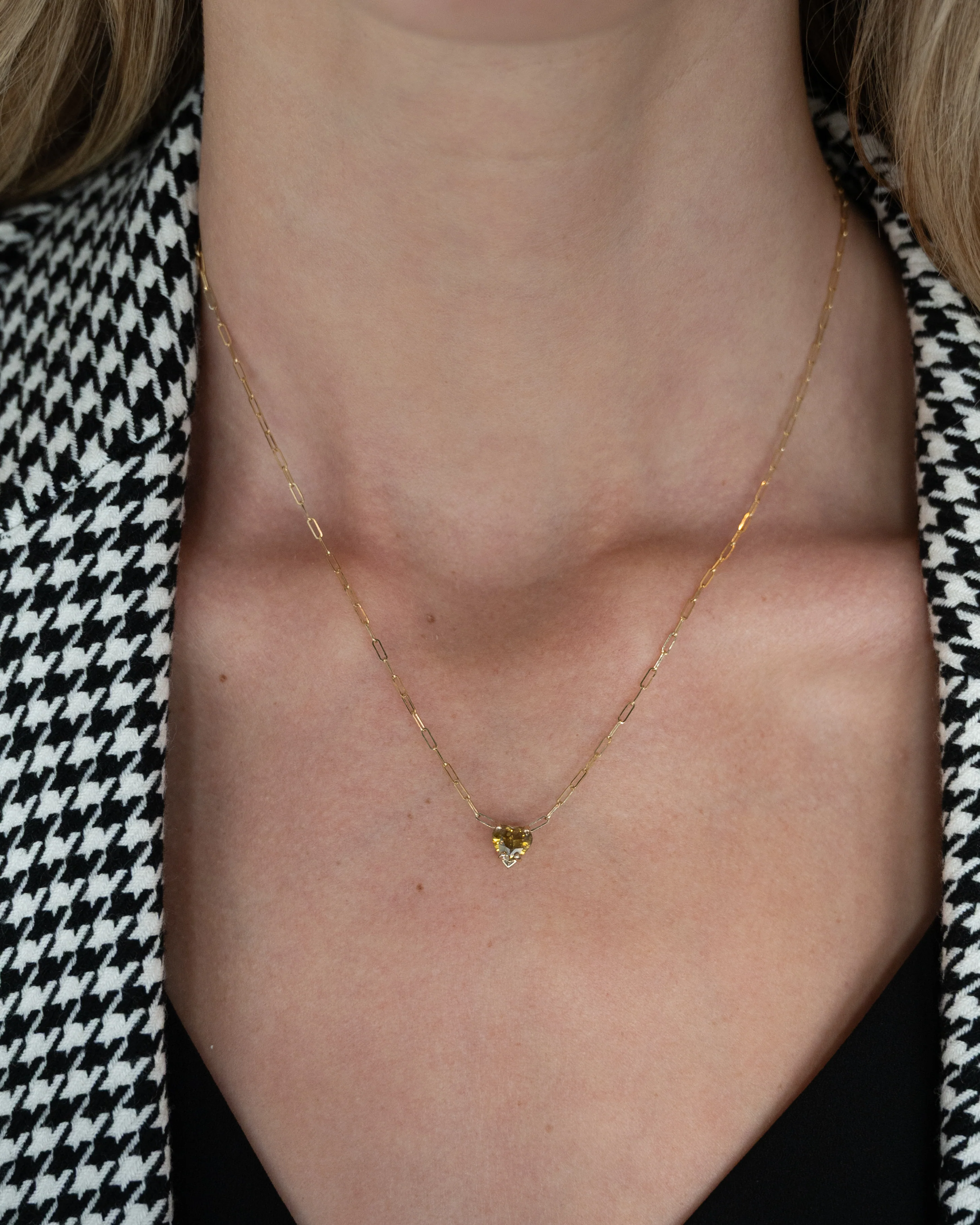 1.50 Greenish Brown Heart Diamond Pendant Necklace 14k - Image 6