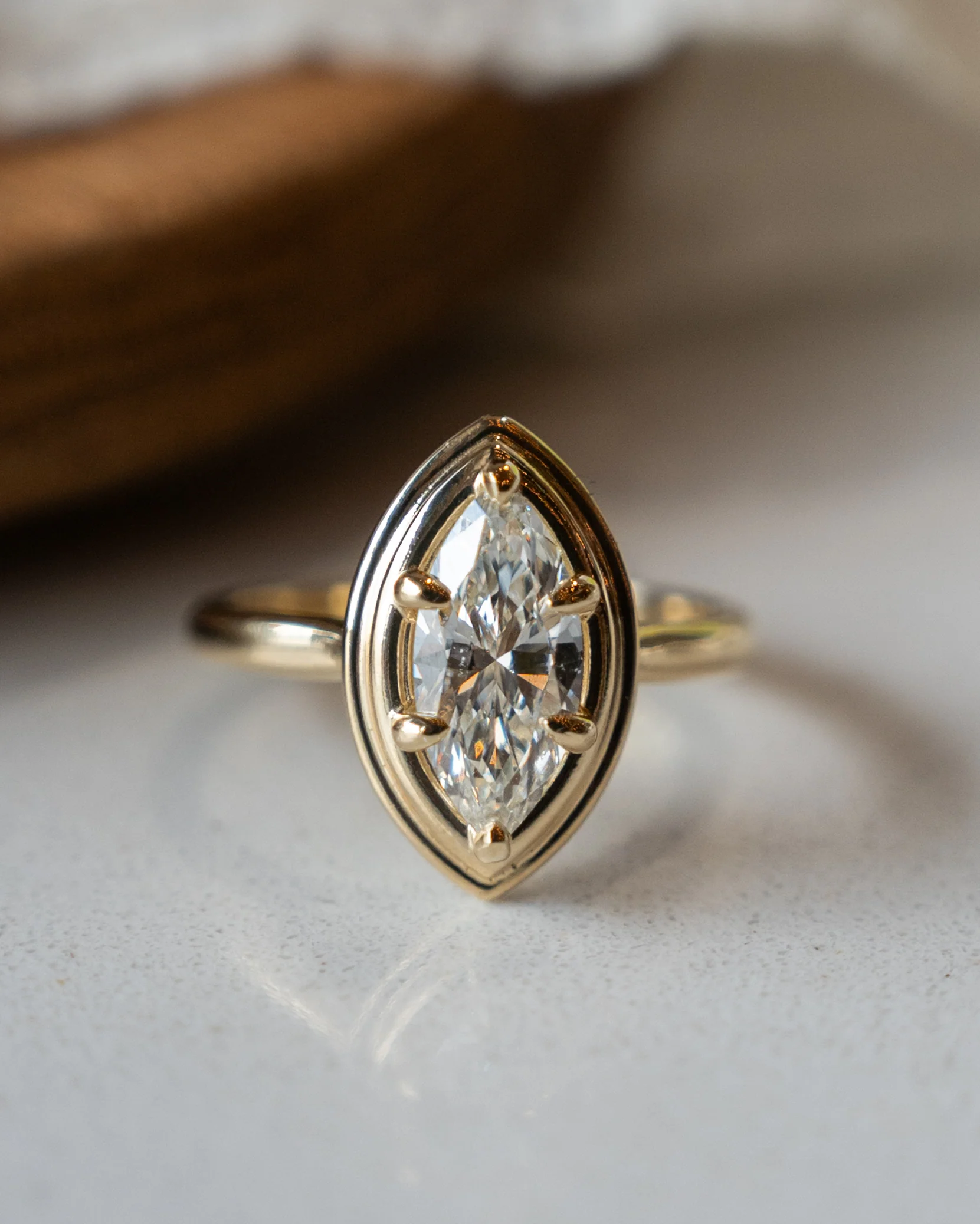 1.50 Marquise Cut Solitaire Diamond Engagement Ring 14k - Image 6