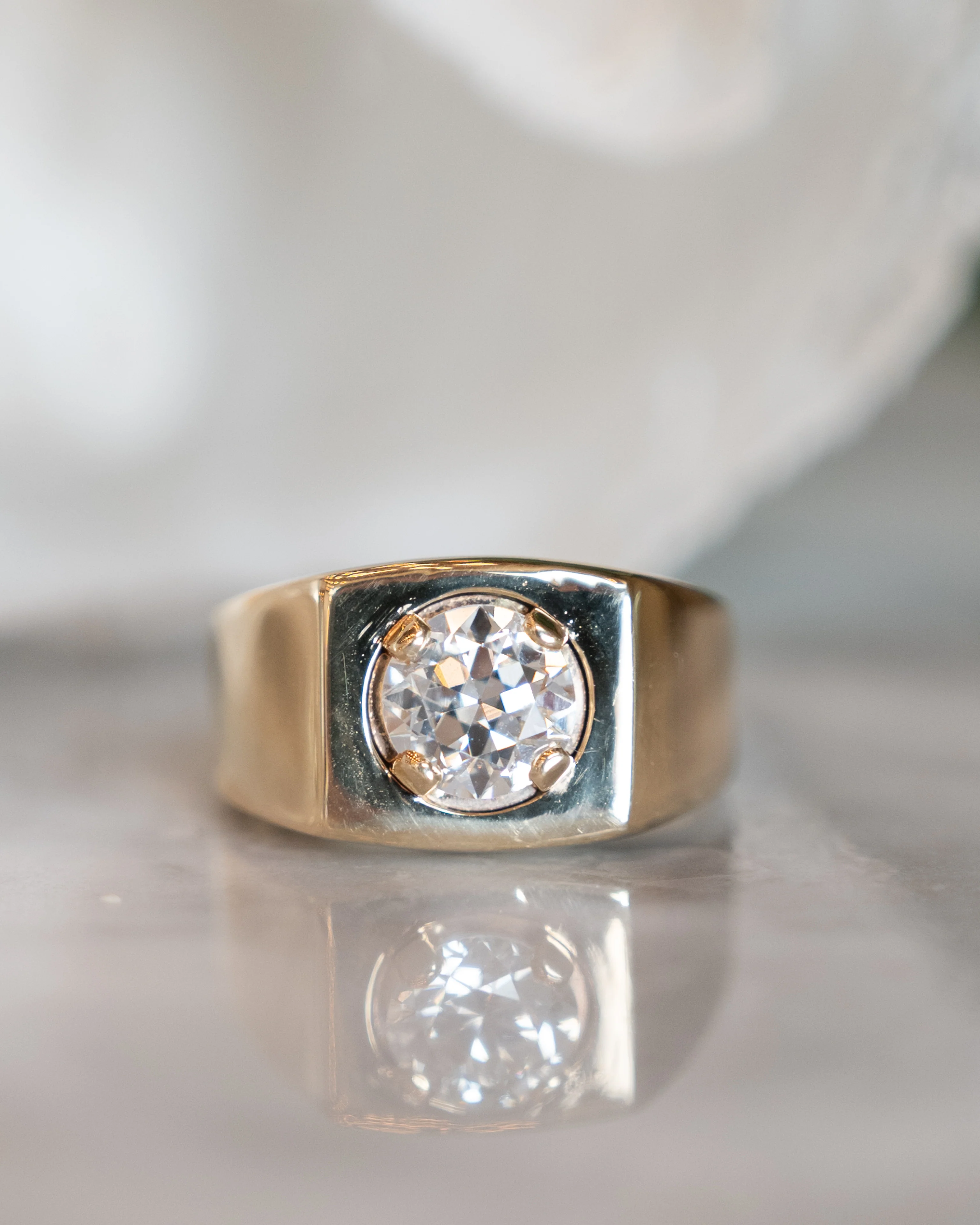 1.50 Old European Cut Diamond Engagement Ring in 14k Yellow Gold - Image 6