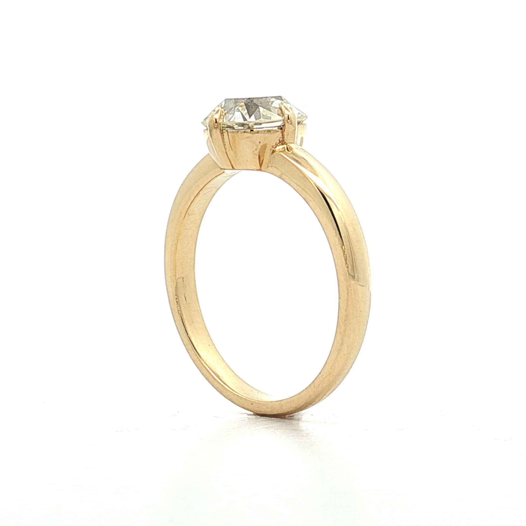 1.50 Old Mine Cut Diamond Engagement Ring 18k - Image 5