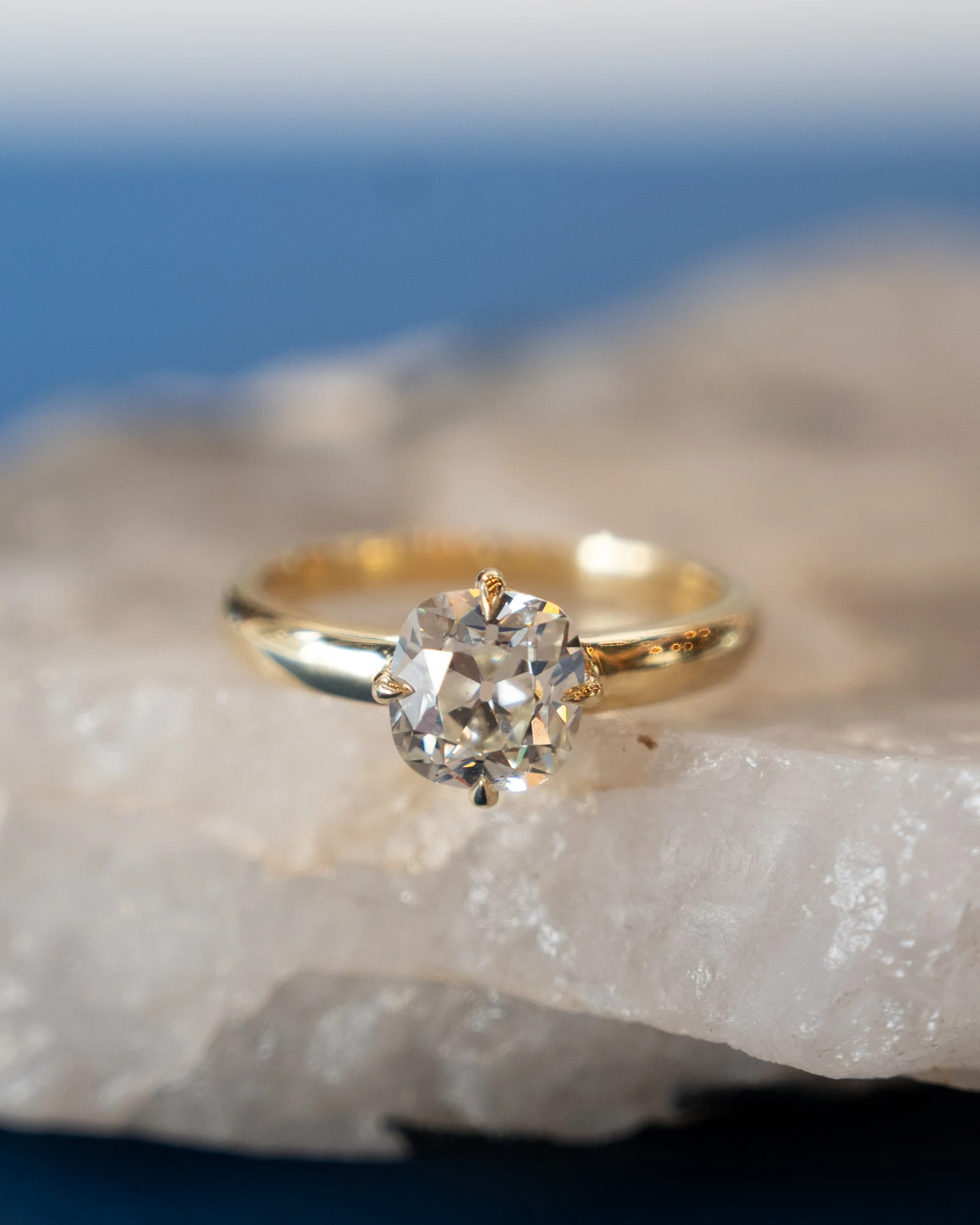 1.50 Old Mine Cut Diamond Engagement Ring 18k - Image 6