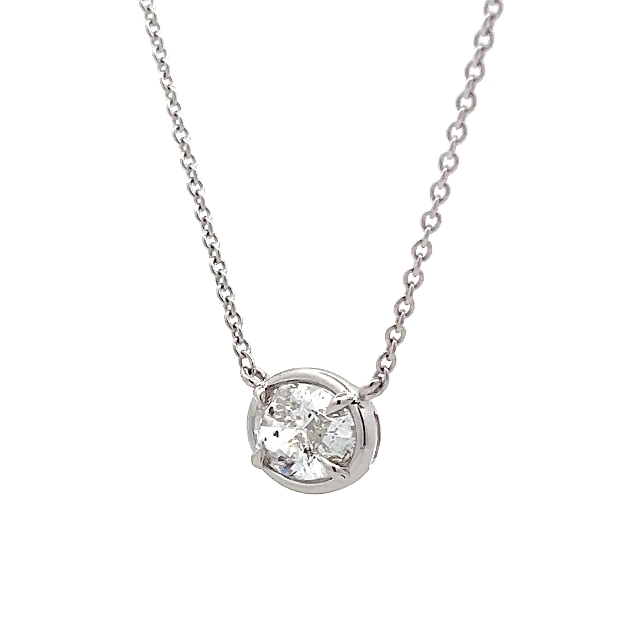 1.50 Oval Diamond Pendant Necklace in 18k - Image 2