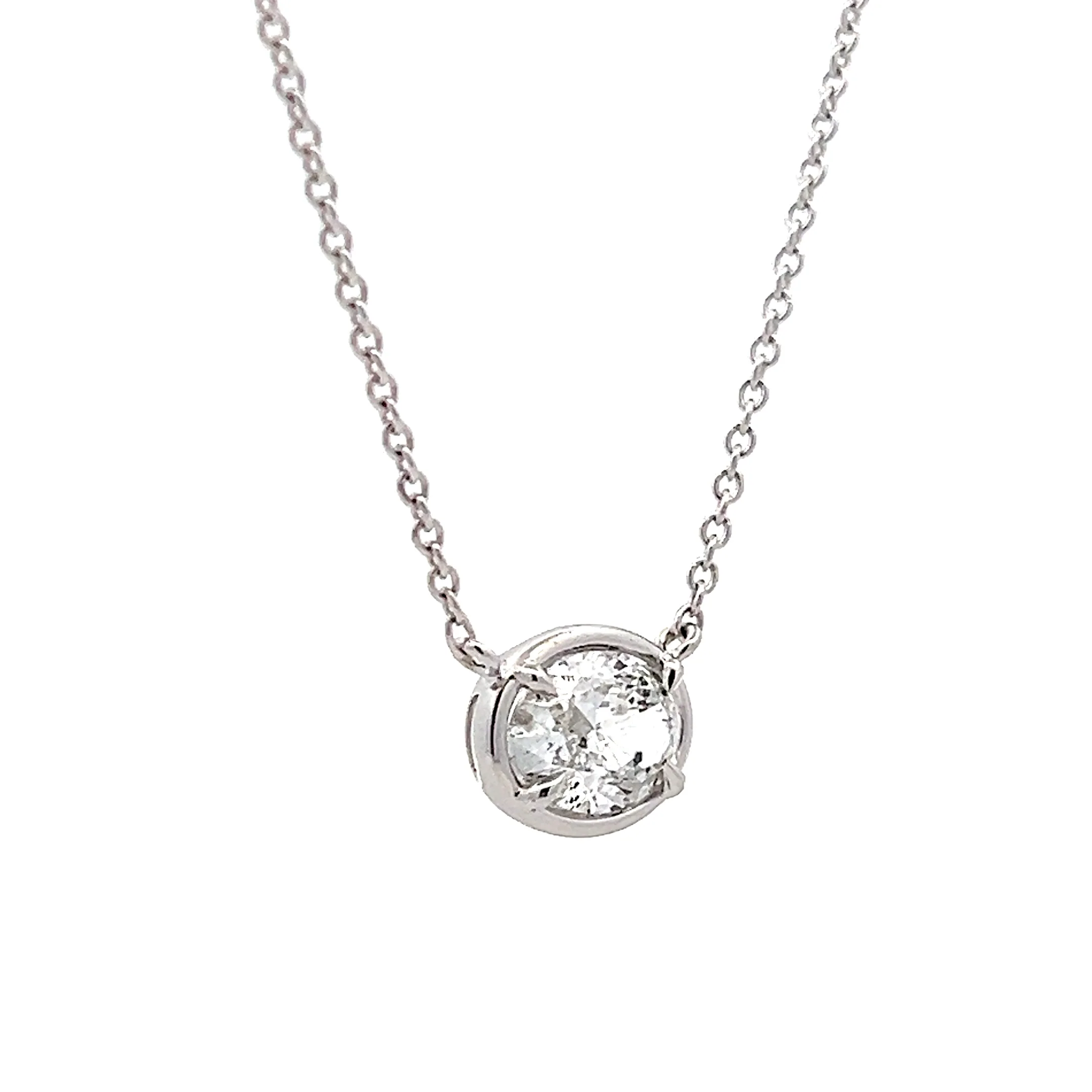 1.50 Oval Diamond Pendant Necklace in 18k - Image 3