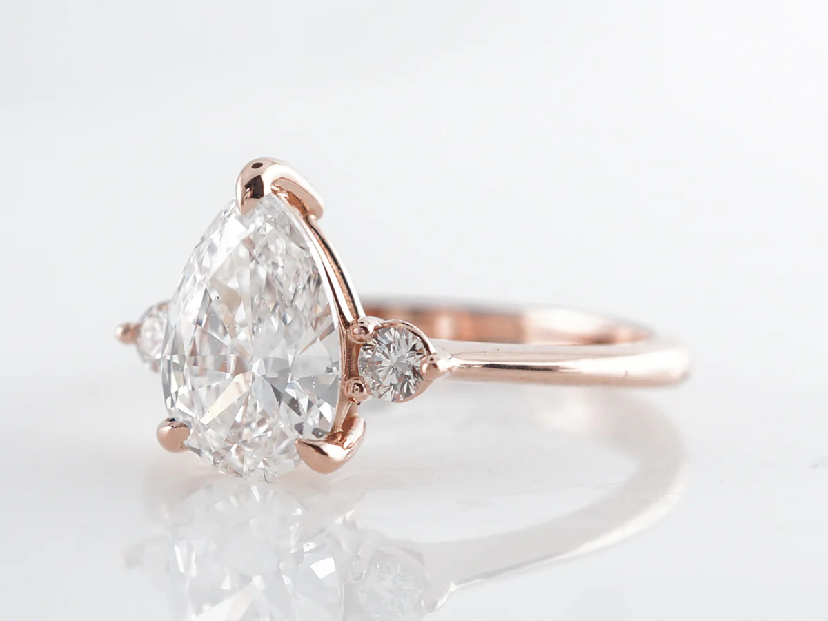 1.50 Pear Cut Diamond Engagement Ring 14k Rose Gold - Image 2