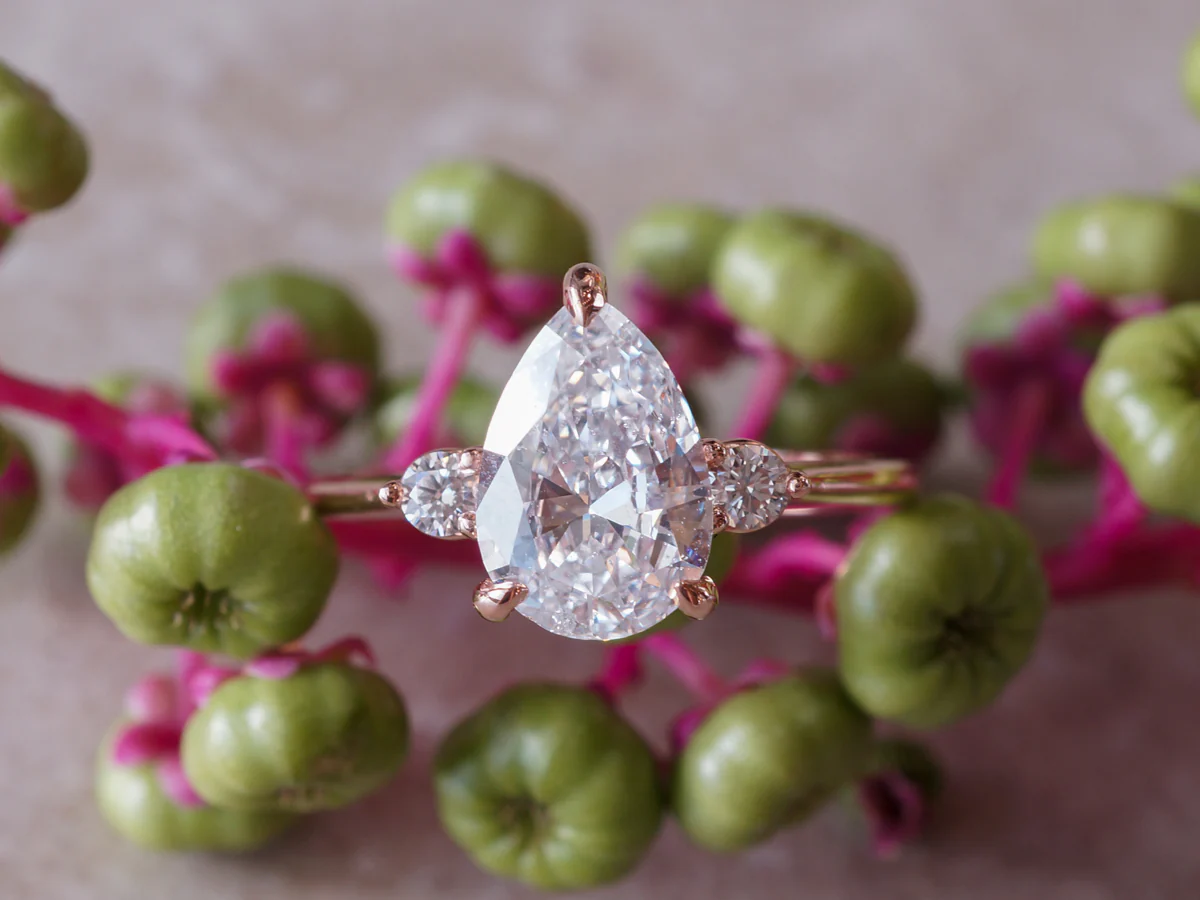 1.50 Pear Cut Diamond Engagement Ring 14k Rose Gold - Image 6